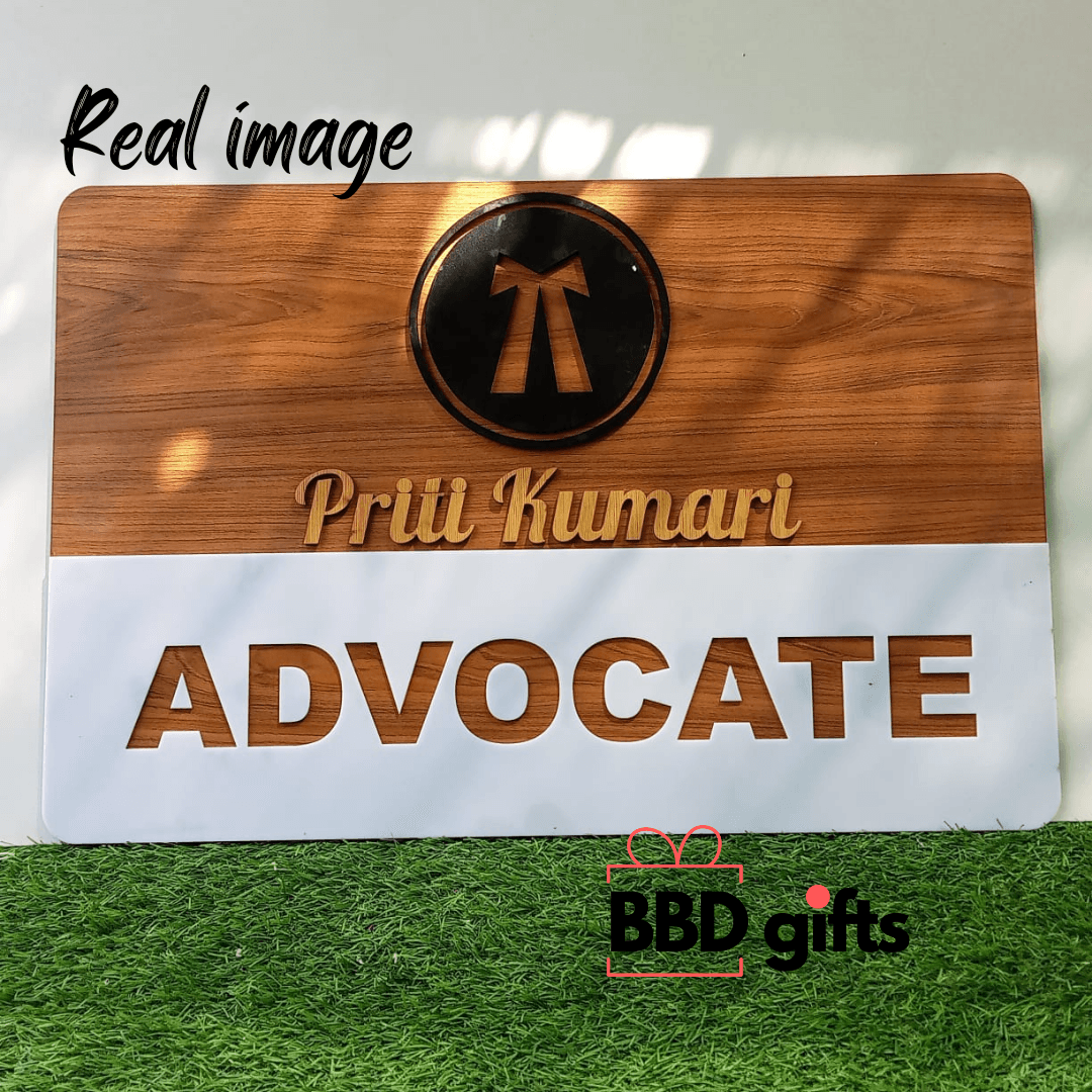 Customized Advocate Wooden Acrylic Name Plate | advocate gifts - BBD GIFTS