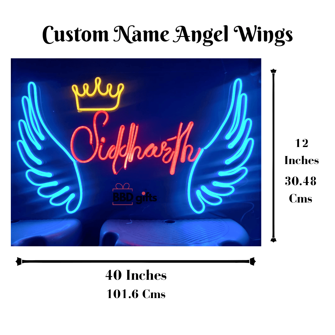 Custom Name Angel Wings | Personalised Neon Sign | Custom Neon Sign Bar | Wedding gift for Couple - BBD GIFTS
