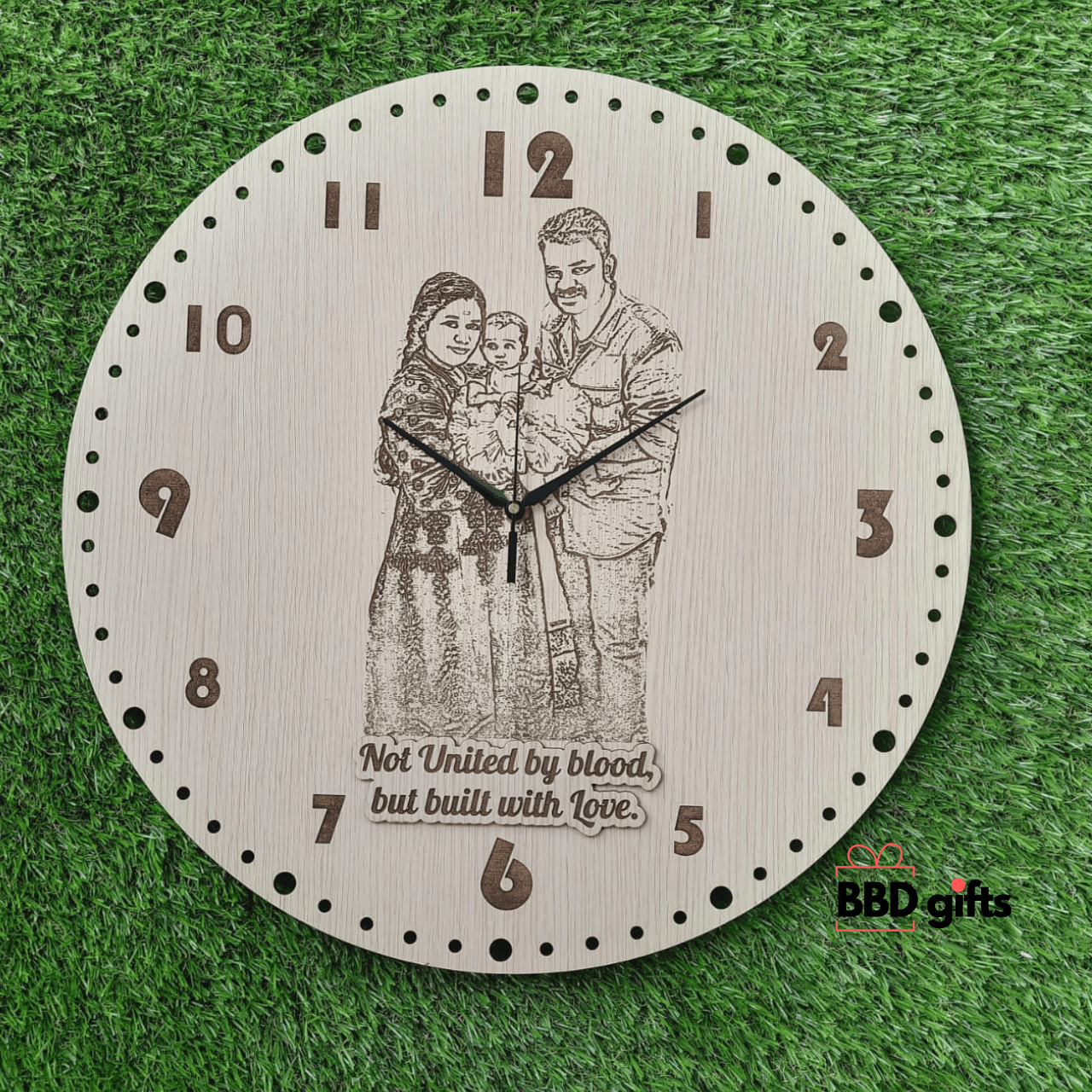 Customized Photo Engraved Wall Clock| custom made wall clock | Wall decors | Wall clocks | Wall clocks with pictures - BBD GIFTS