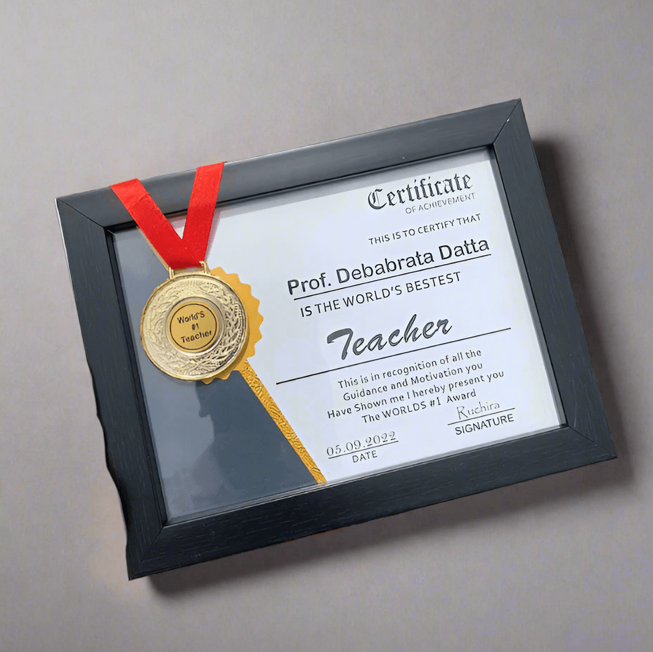 Teachers day special customized certificate frame and medal - BBD GIFTS