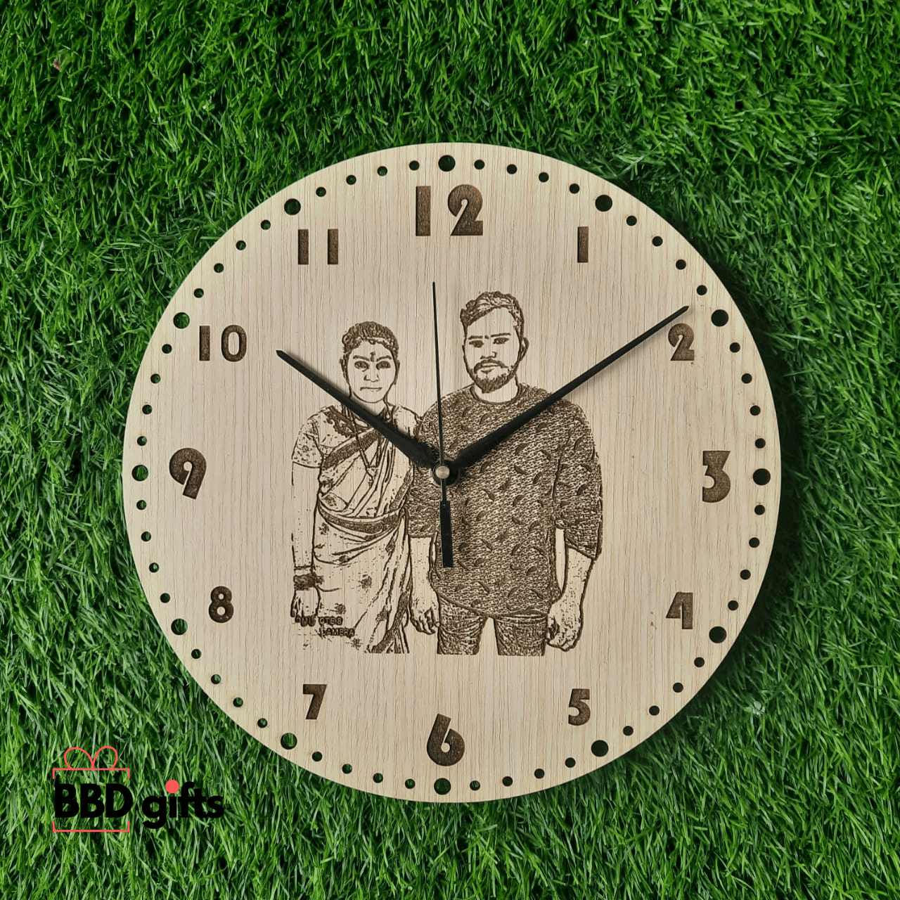 Customized Photo Engraved Wall Clock| custom made wall clock | Wall decors | Wall clocks | Wall clocks with pictures - BBD GIFTS