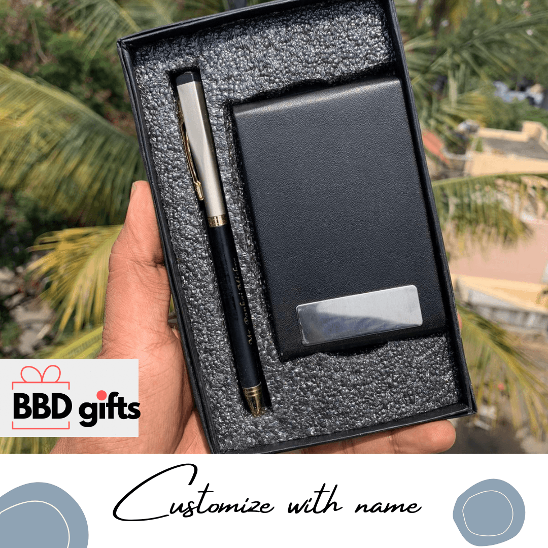 Customized Card Holder And Pen Set Combo - BBD GIFTS