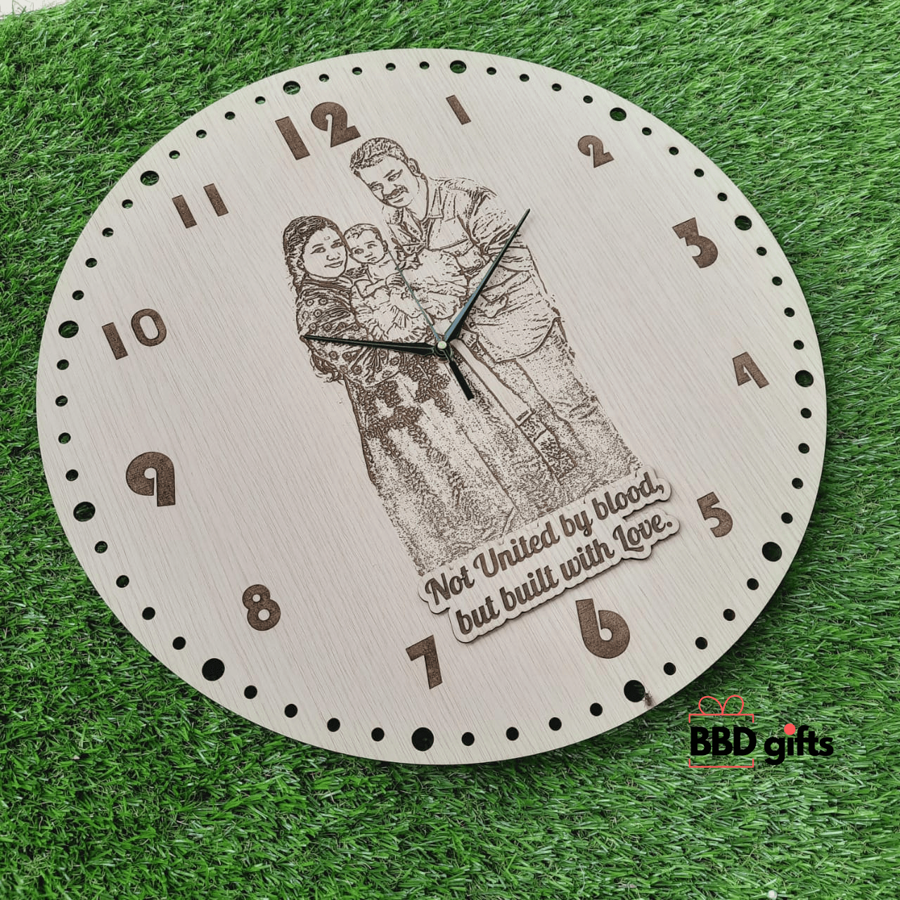 Customized Photo Engraved Wall Clock| custom made wall clock | Wall decors | Wall clocks | Wall clocks with pictures - BBD GIFTS