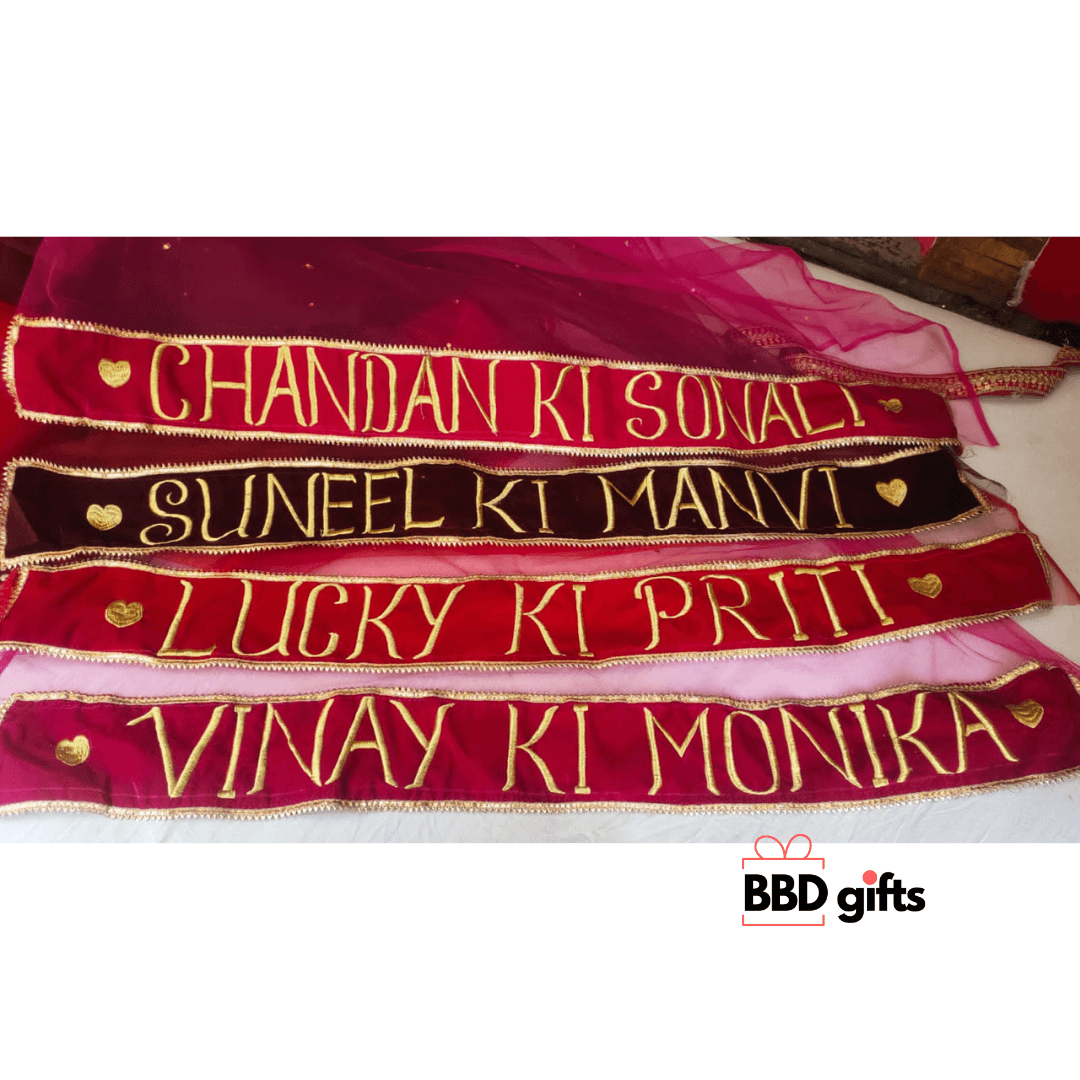Customized Dupatta For Brides | Bridal dupatta's with name | bridal dupatta under 1500 rs | Trendy duppattas for brides - BBD GIFTS