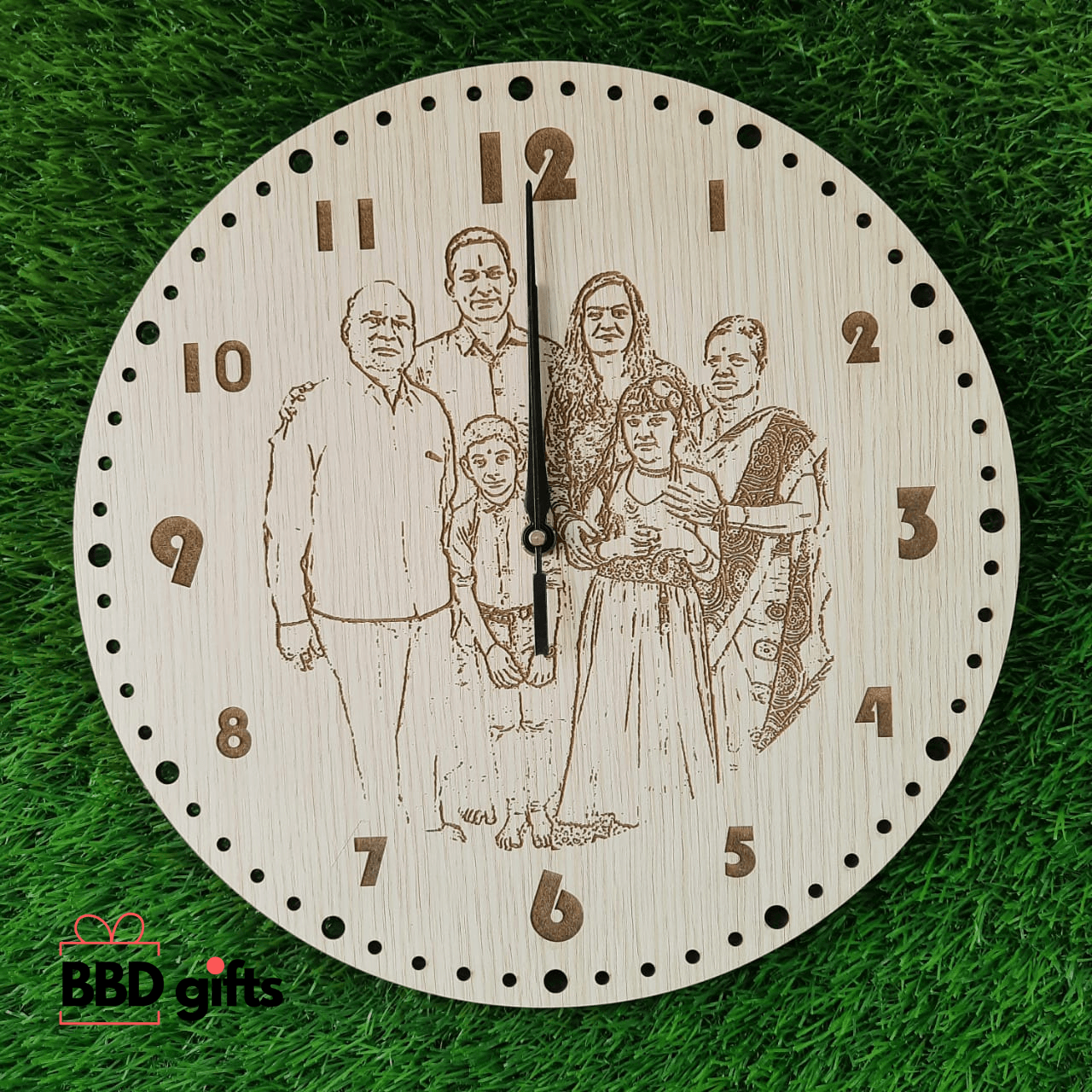 Customized Photo Engraved Wall Clock| custom made wall clock | Wall decors | Wall clocks | Wall clocks with pictures - BBD GIFTS