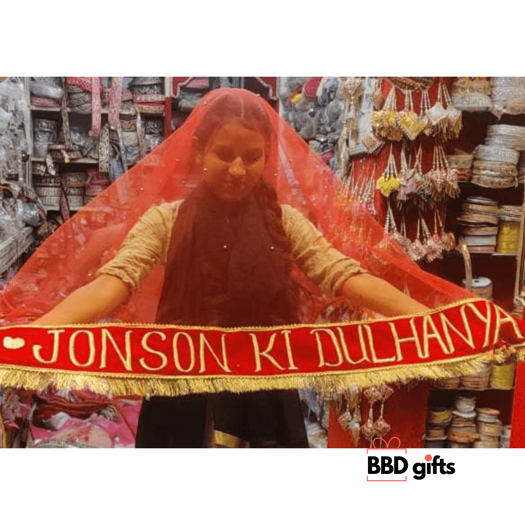 Customized Dupatta For Brides | Bridal dupatta's with name | bridal dupatta under 1500 rs | Trendy duppattas for brides - BBD GIFTS