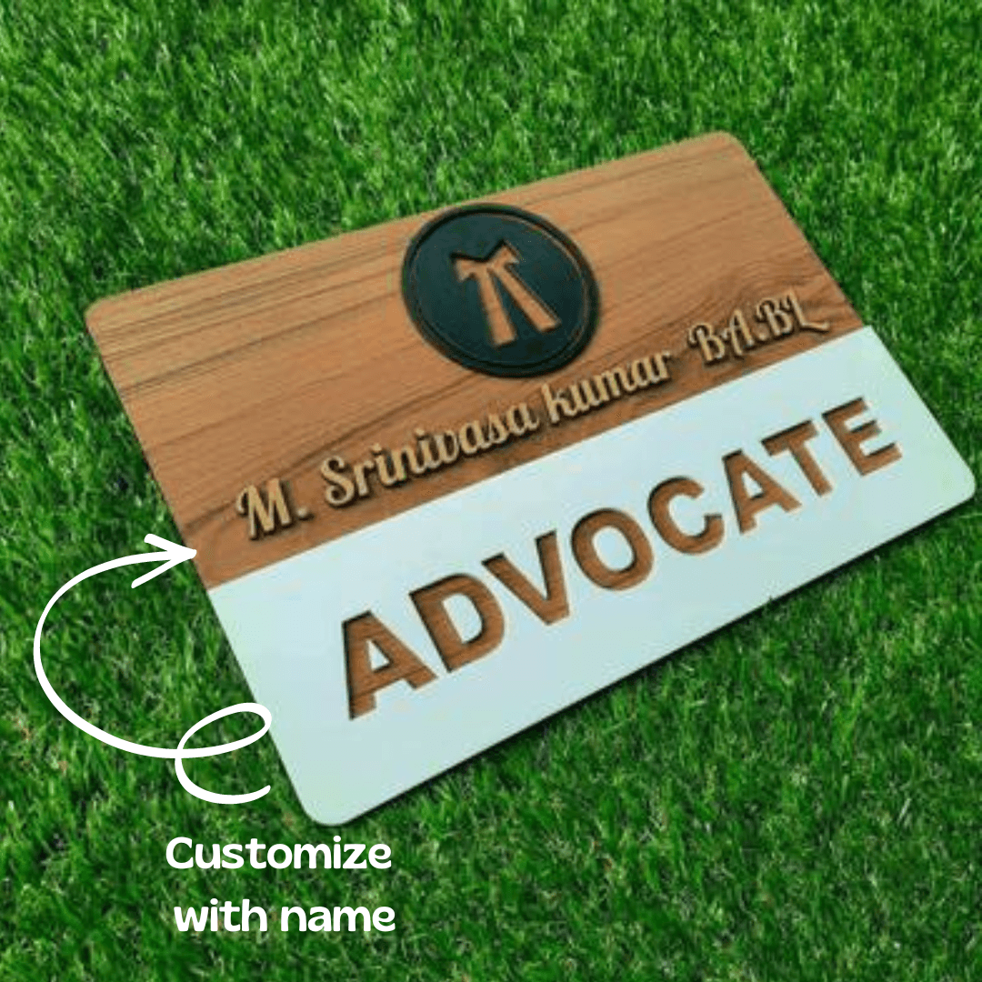 Customized Advocate Wooden Acrylic Name Plate | advocate gifts - BBD GIFTS