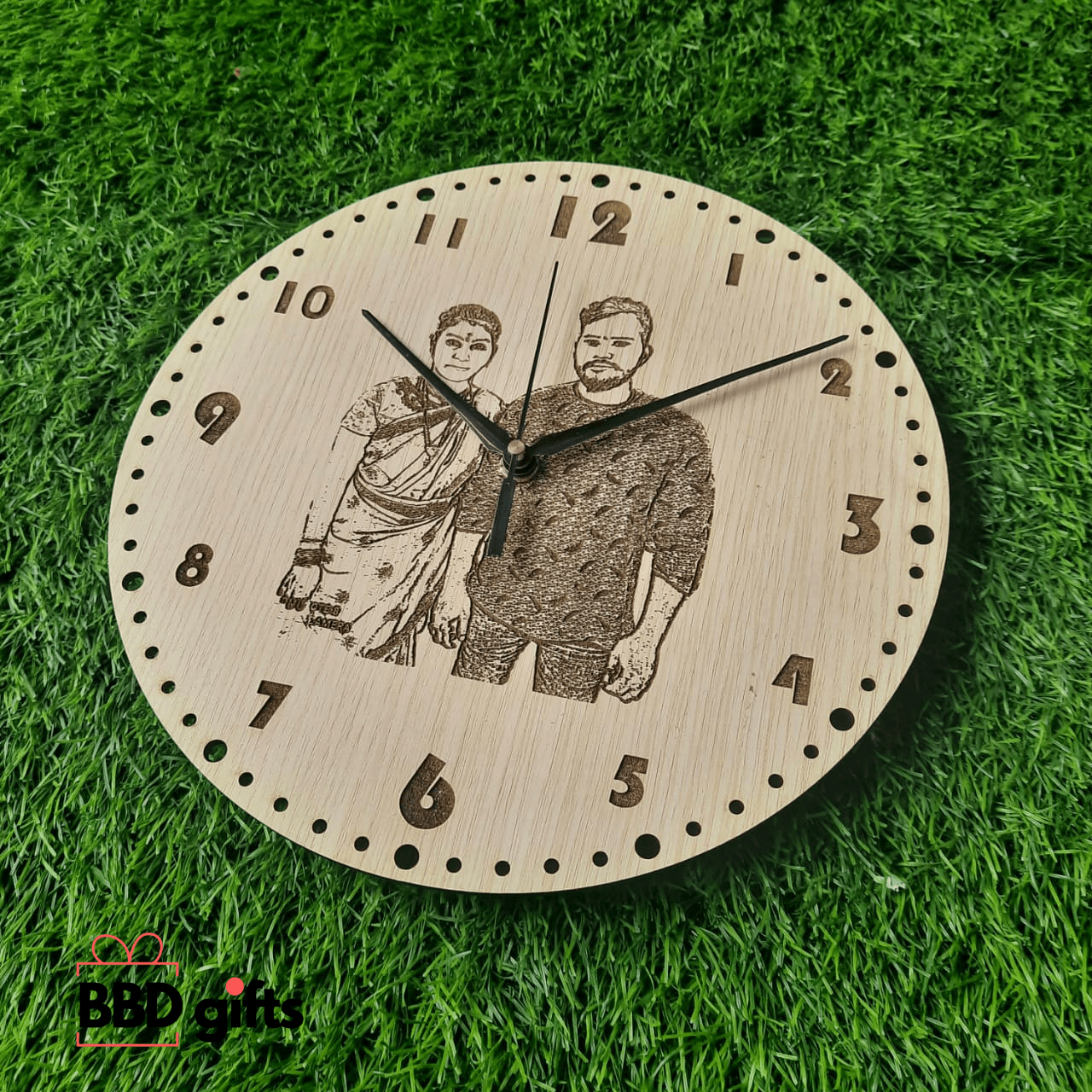 Customized Photo Engraved Wall Clock| custom made wall clock | Wall decors | Wall clocks | Wall clocks with pictures - BBD GIFTS