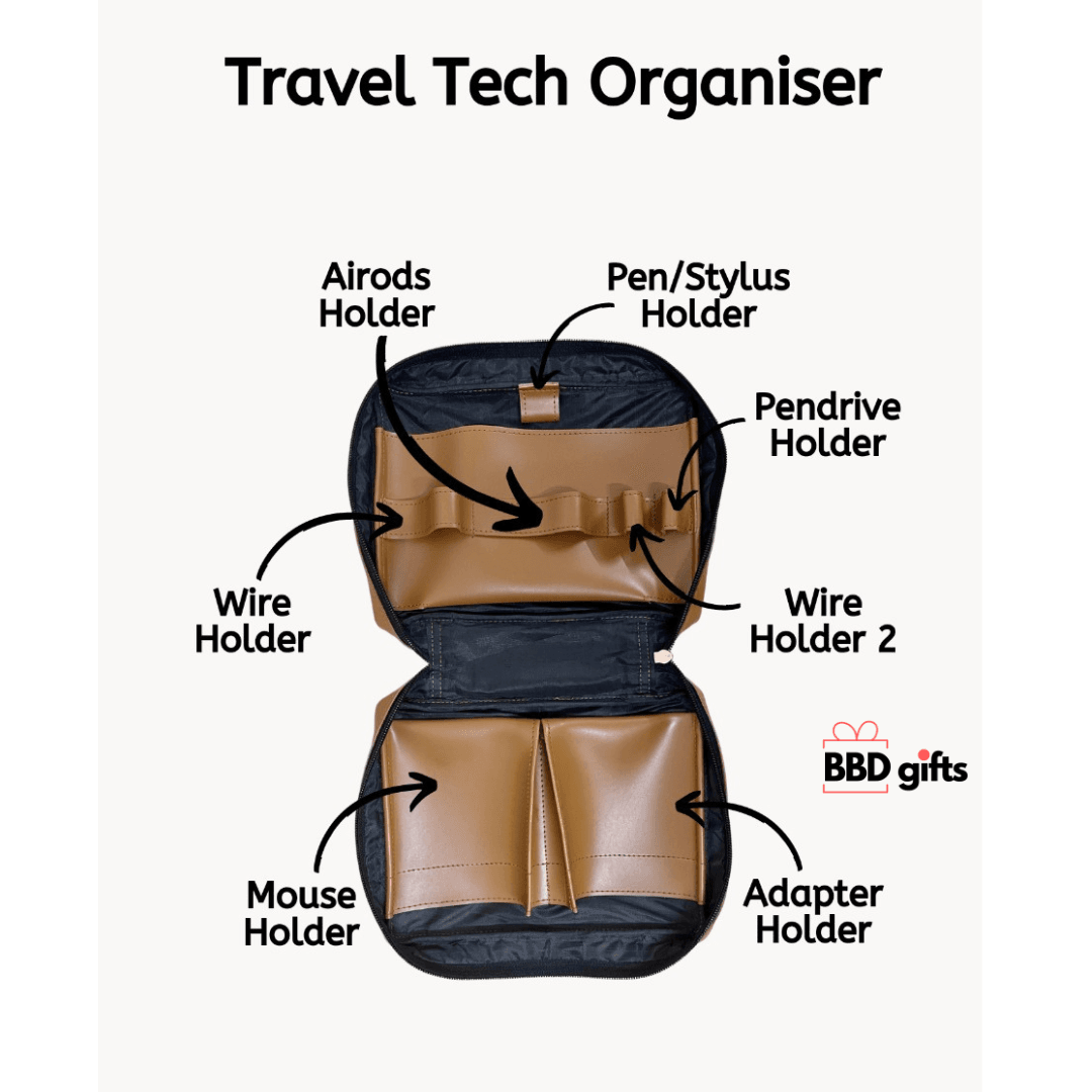 Personalised Travel Tech Organiser | Travel pouches | Organizers for travelling | best travel organizer | buy travel organizer under 1500 rs - BBD GIFTS