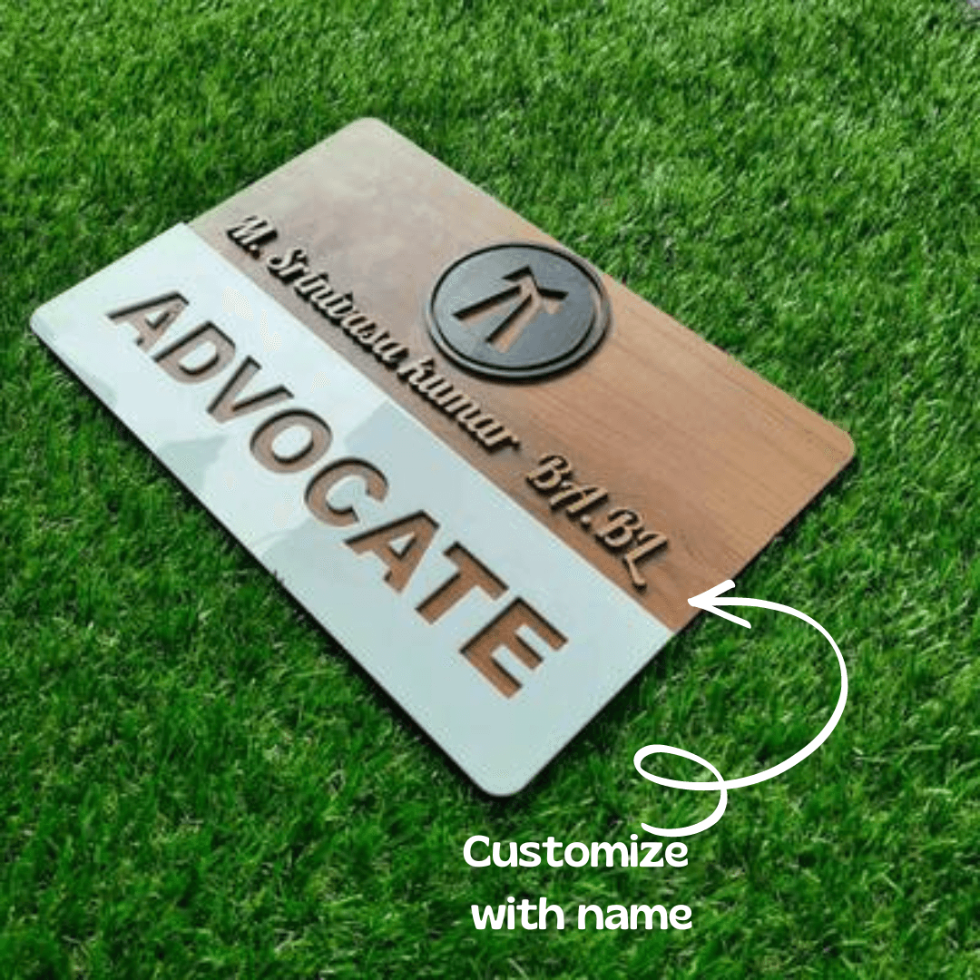 Customized Advocate Wooden Acrylic Name Plate | advocate gifts - BBD GIFTS