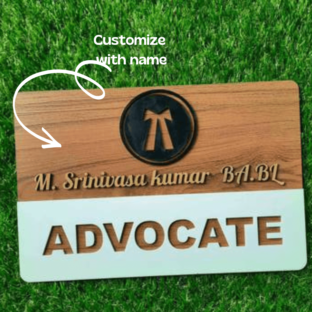 Customized Advocate Wooden Acrylic Name Plate | advocate gifts - BBD GIFTS