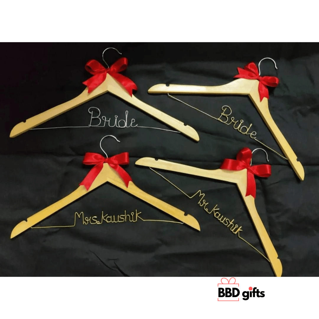 Personalized Wire and Bridal Hanger | Bridesmaid Hangers| Bride Hanger | Mrs Hanger | Wedding Hangers | Custom hanger - BBD GIFTS