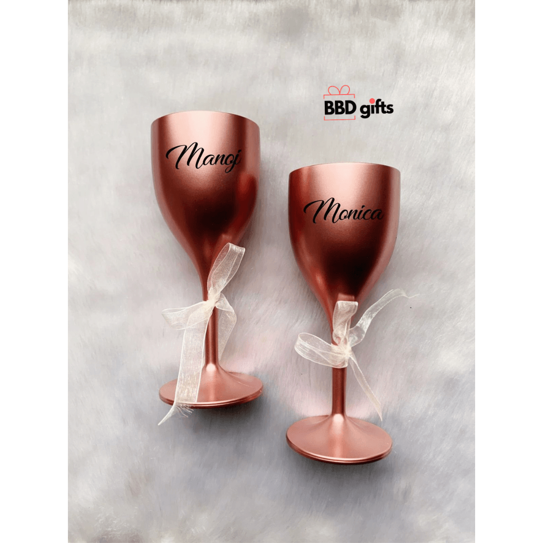 Customized Couple Wine Glasses | Wedding accesories | Wine glasses for couple | Best wine glasses - BBD GIFTS