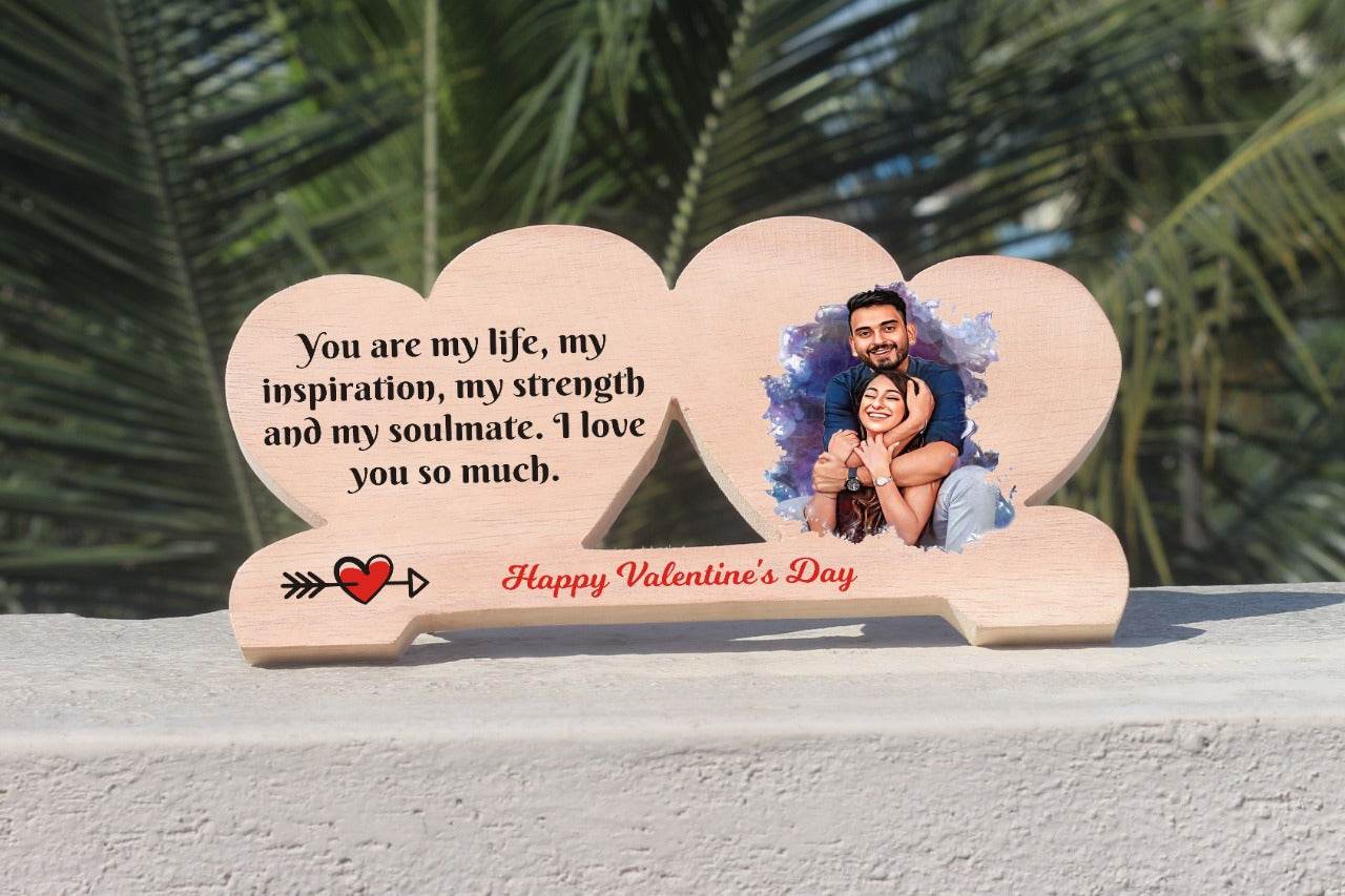 Double Heart Wooden sketch frame | Budget friendly Valentines day gifts | Gift to celebrate love - BBD GIFTS