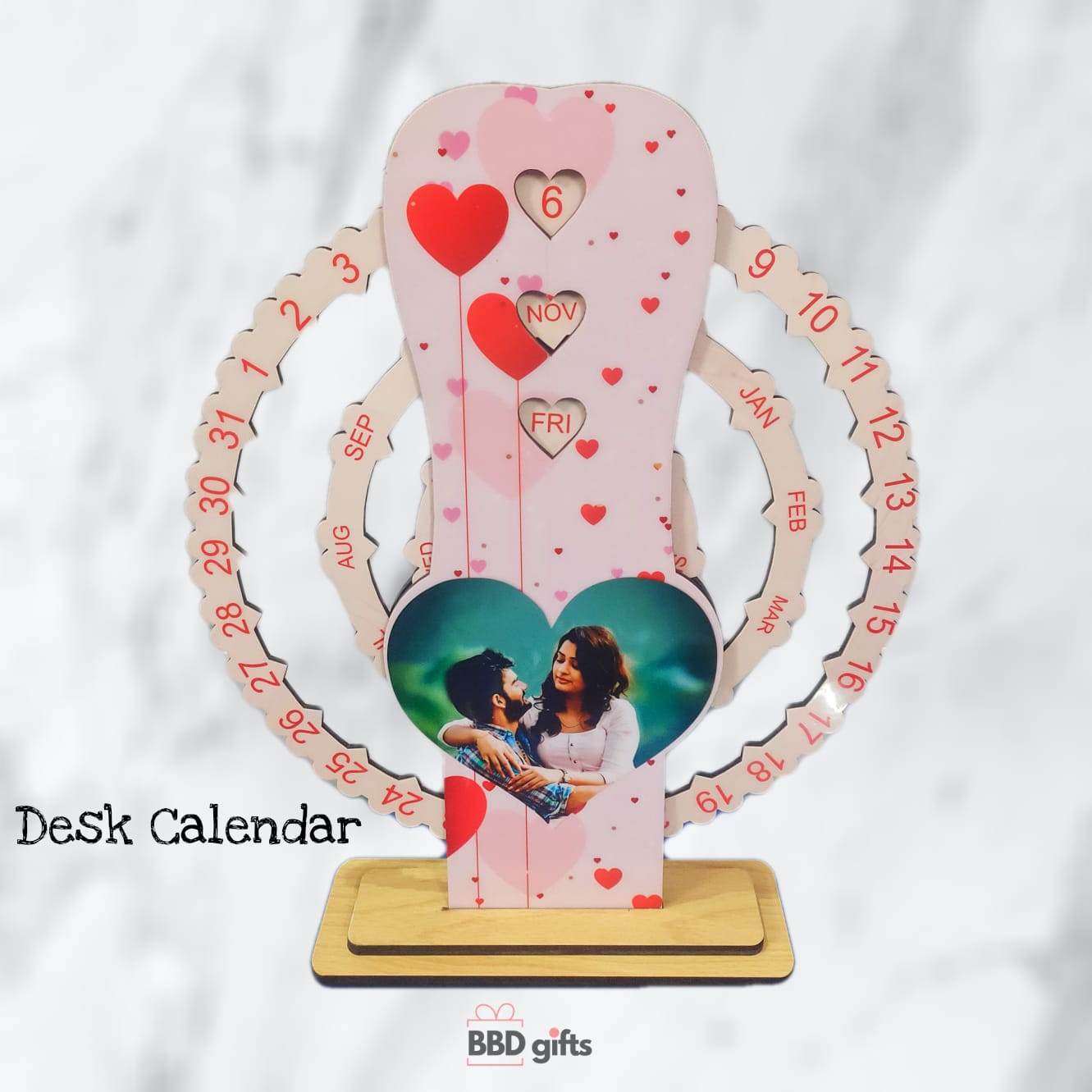 Customise wooden colourfull lifetime calander table top - BBD GIFTS