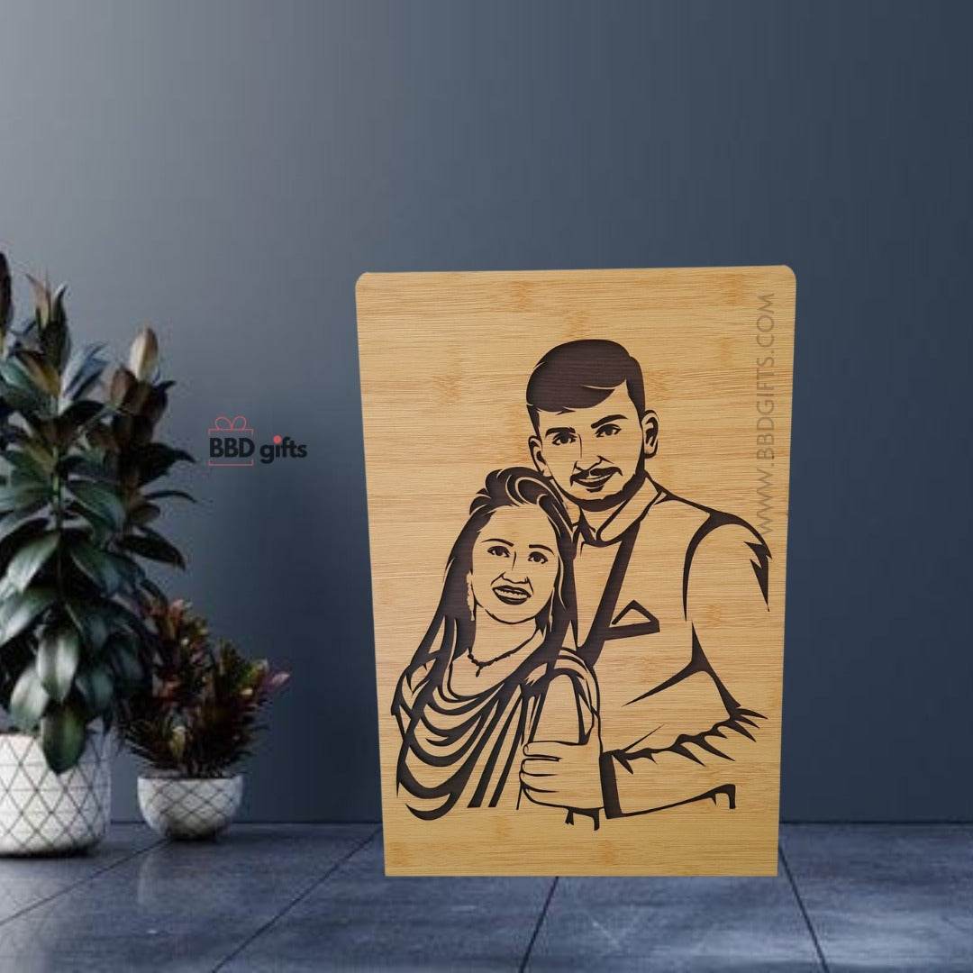 COUPLE WOODEN PORTRAIT | Best Gift for Couples | Anniversary gifts - BBD GIFTS