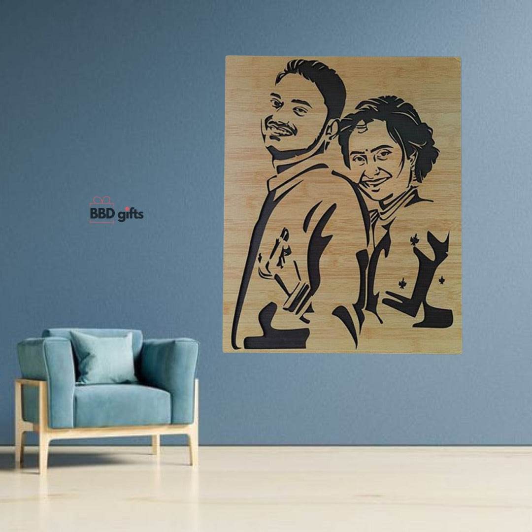 COUPLE WOODEN PORTRAIT | Best Gift for Couples | Anniversary gifts - BBD GIFTS