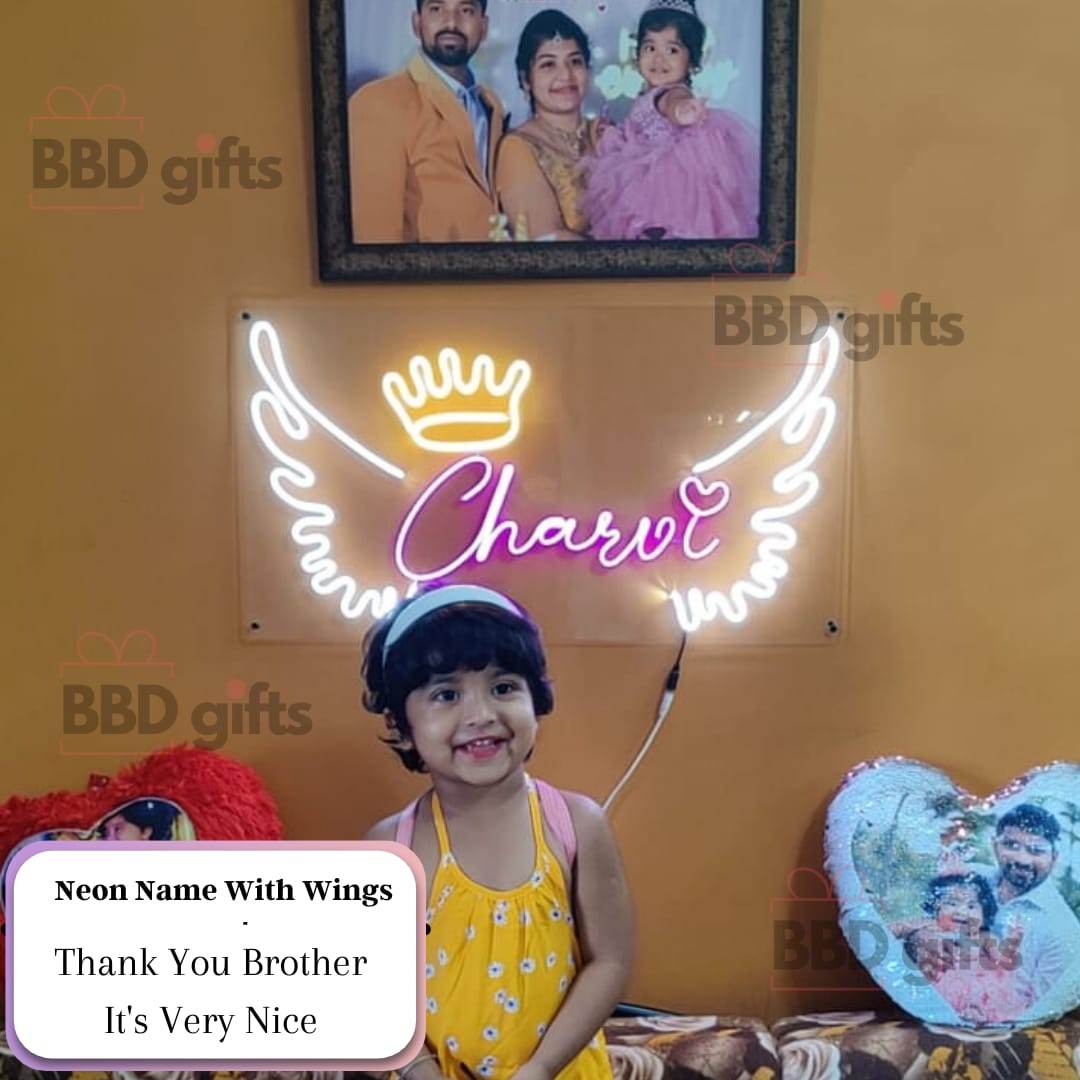 Custom Name Angel Wings | Personalised Neon Sign | Custom Neon Sign Bar | Wedding gift for Couple - BBD GIFTS