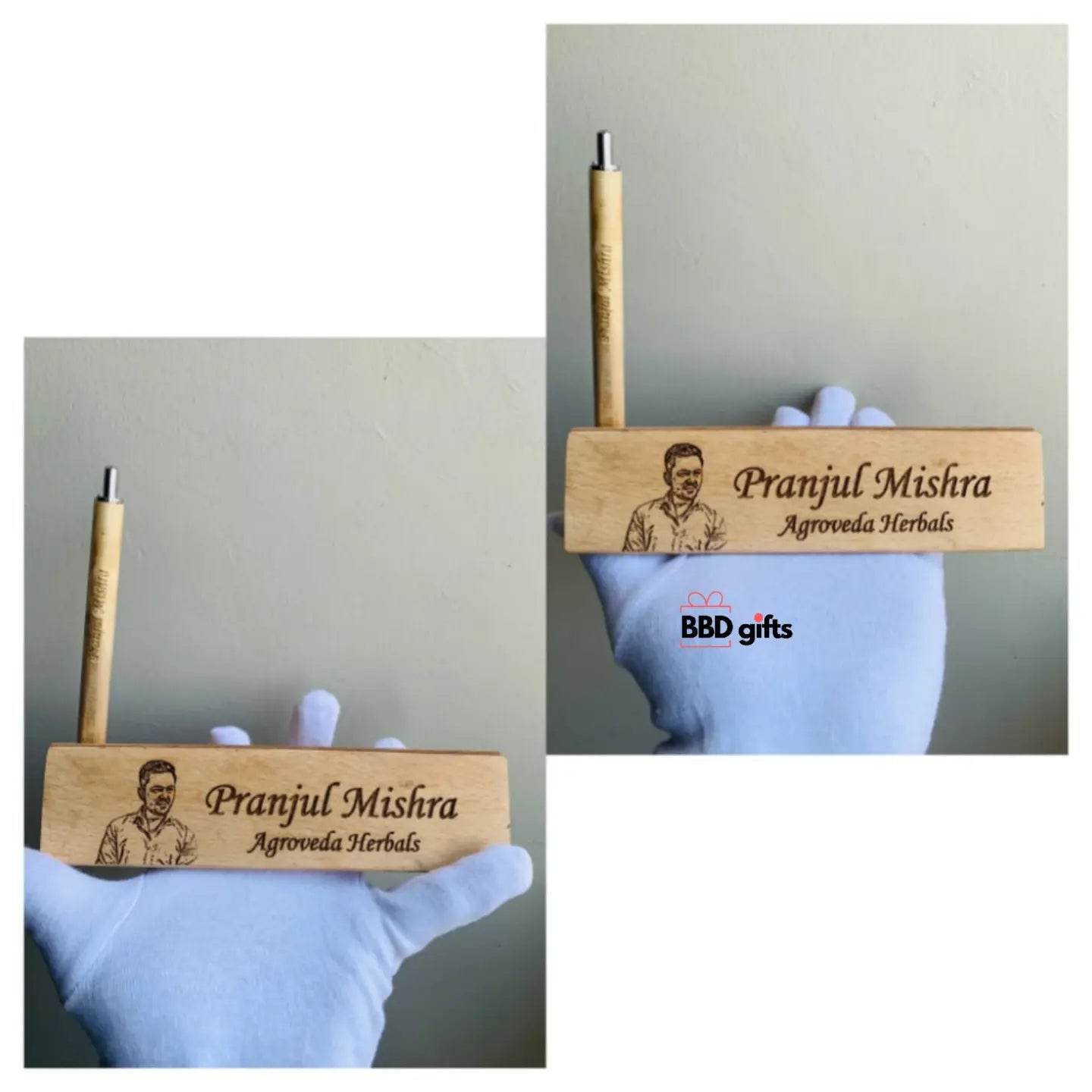 Customized Wooden Pen stand with Pen Combo - BBD GIFTS