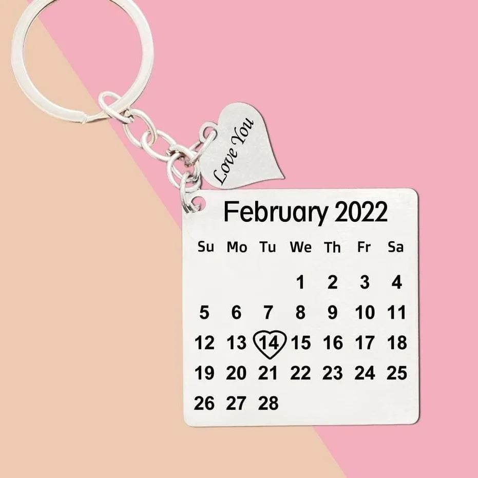 Valentine's day Calendar Keychain Love Calendar Gift for Him