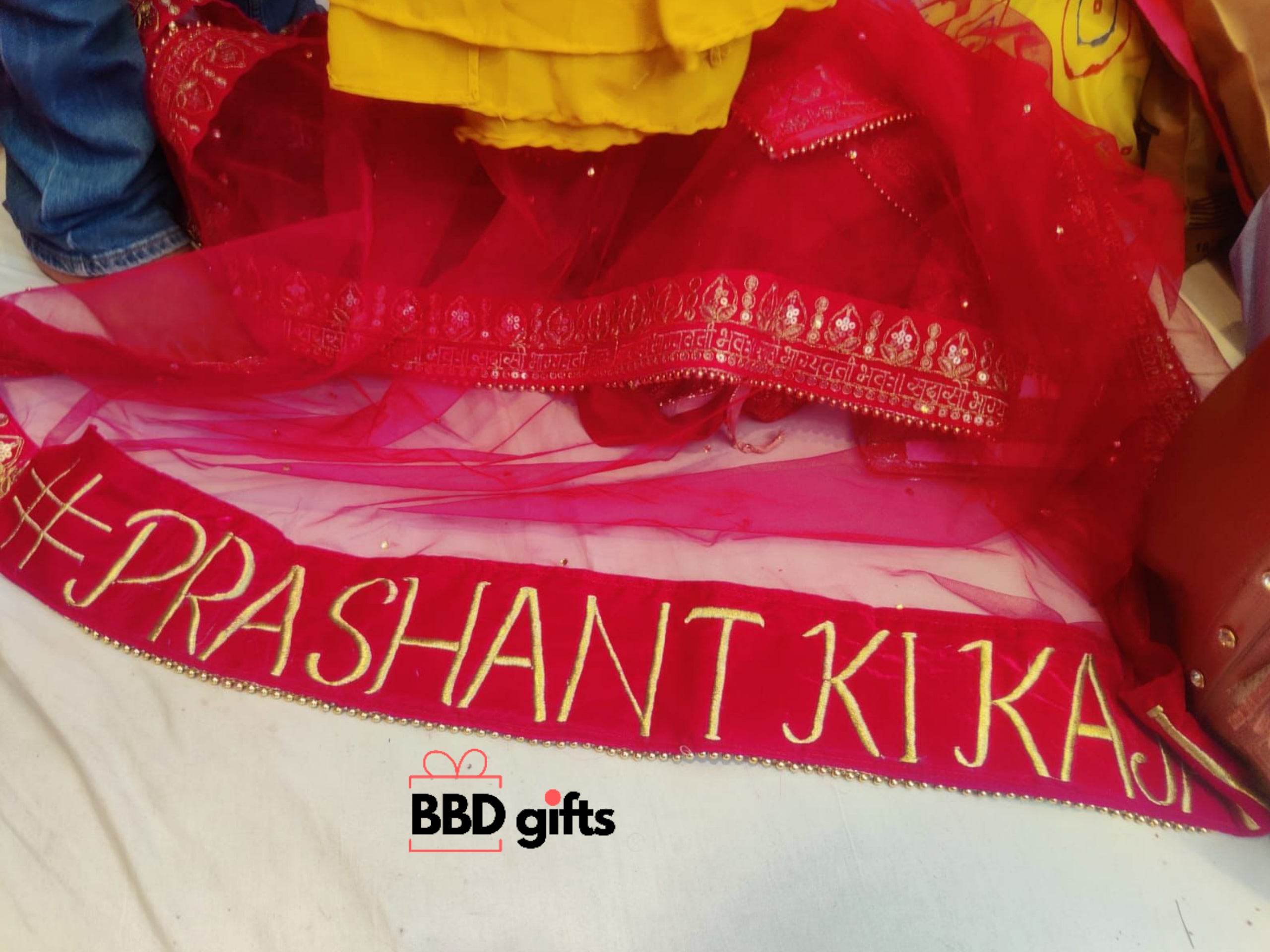 Customized Dupatta For Brides | Bridal dupatta's with name | bridal dupatta under 1500 rs | Trendy duppattas for brides - BBD GIFTS