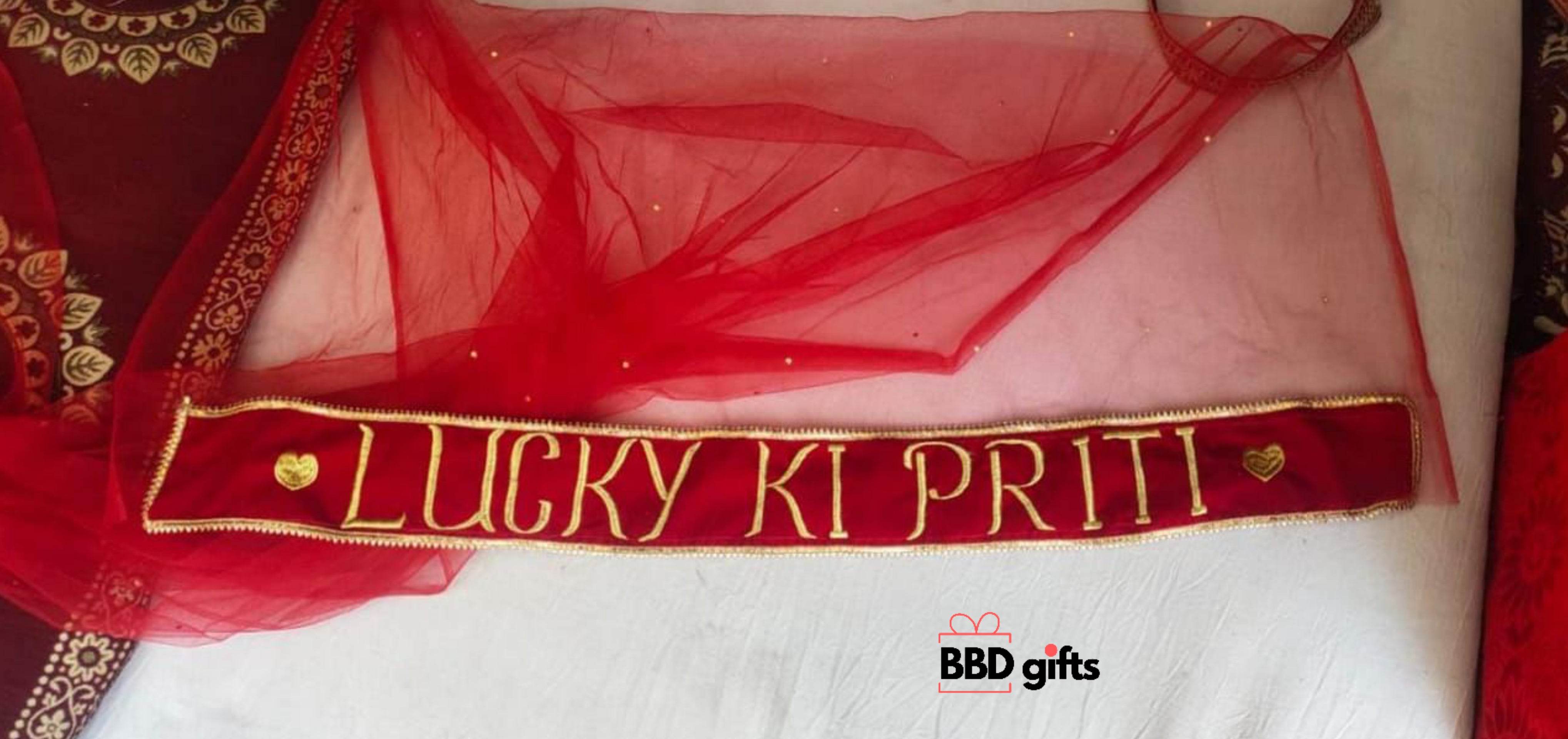 Customized Dupatta For Brides | Bridal dupatta's with name | bridal dupatta under 1500 rs | Trendy duppattas for brides - BBD GIFTS