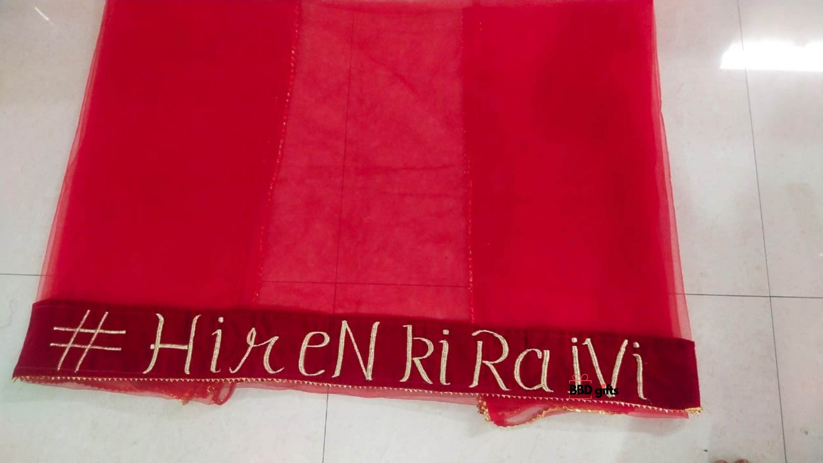 Customized Dupatta For Brides | Bridal dupatta's with name | bridal dupatta under 1500 rs | Trendy duppattas for brides - BBD GIFTS