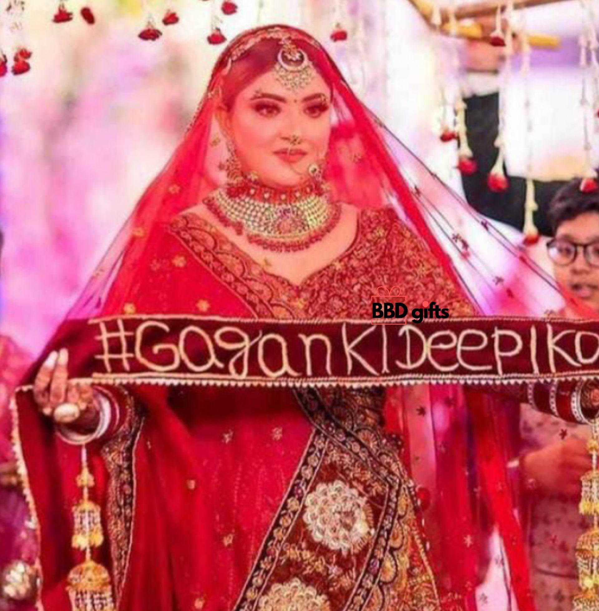 Customized Dupatta For Brides | Bridal dupatta's with name | bridal dupatta under 1500 rs | Trendy duppattas for brides - BBD GIFTS