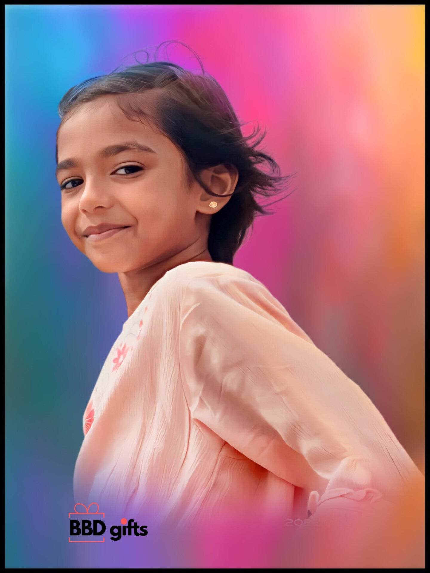 Customized Oil Painting With Wooden Frame For Kids - BBD GIFTS