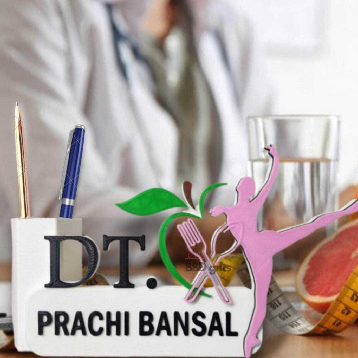 Personalised Dieticians Table Top with Pen Stand | best gift for nutritionist - BBD GIFTS