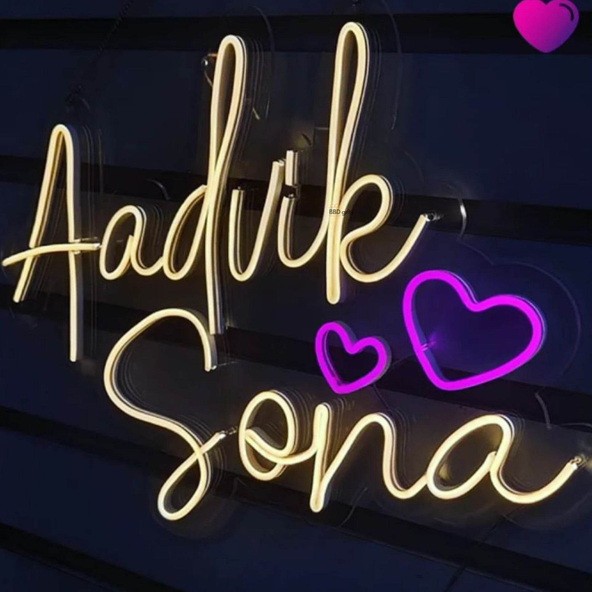 Couple Name Neon Light - Wedding Neon Light - Wedding Decor - Home Decor - Wedding Gifts - Couple Gifts - BBD GIFTS