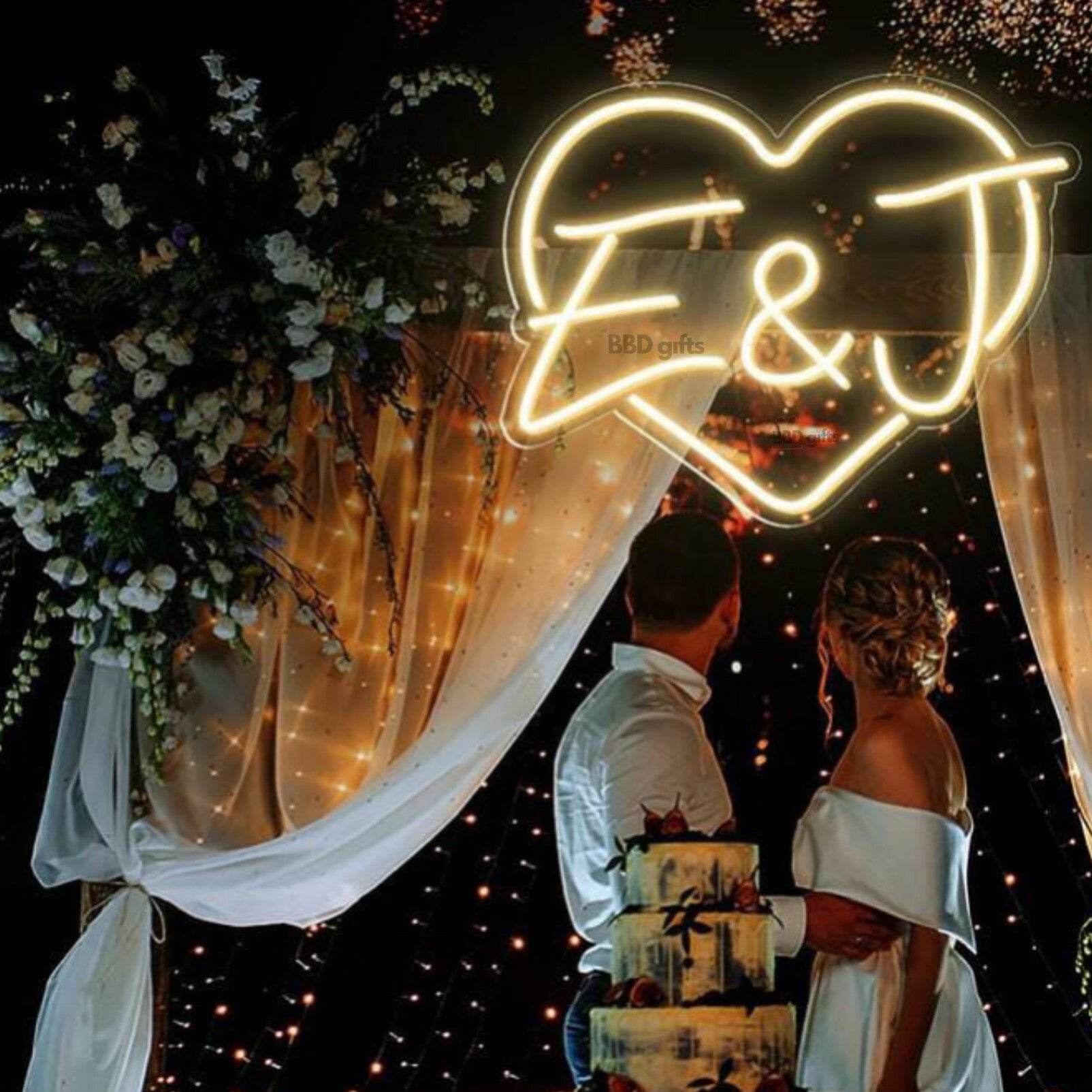Neon Letters | Neon wedding signs | Neon Heart Letter Sign - BBD GIFTS