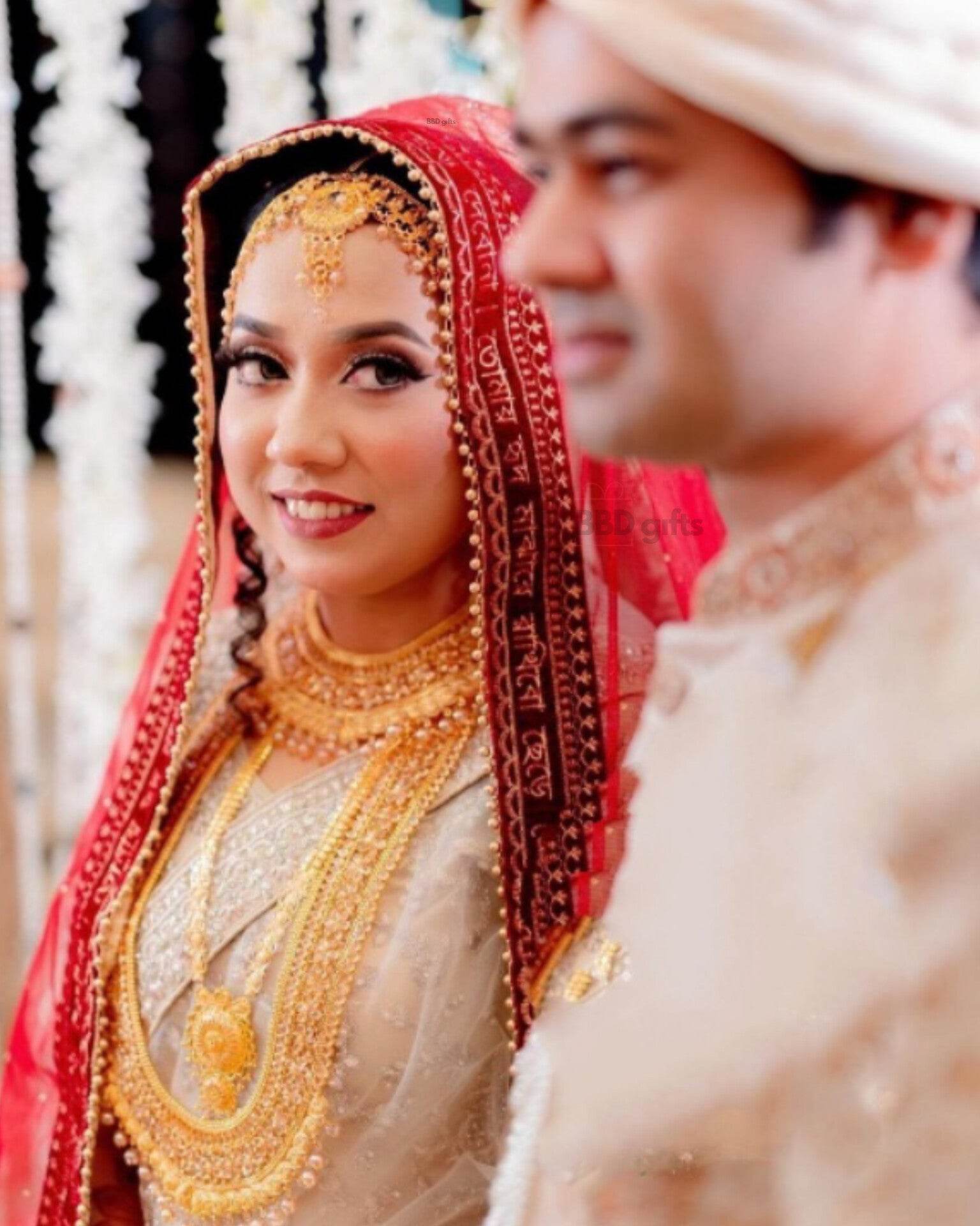 Bridal Name Embroidery Dupatta | Bride And Groom Name Bridal Dupatta | Custom Bridal Dupatta | Wedding Special - BBD GIFTS