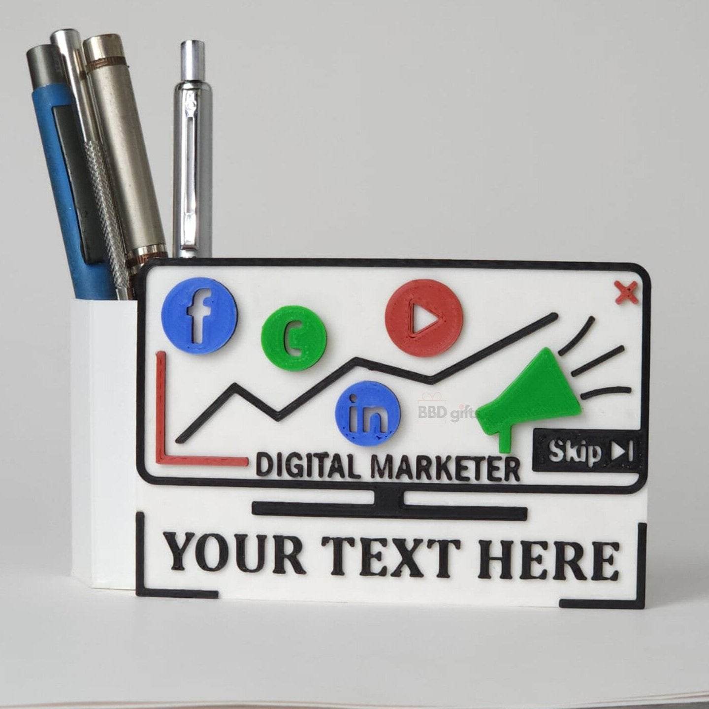 Customized Digital Marketer Table Top with Pen Stand | Digital Marketing Table Top | Personalized Penstand - BBD GIFTS