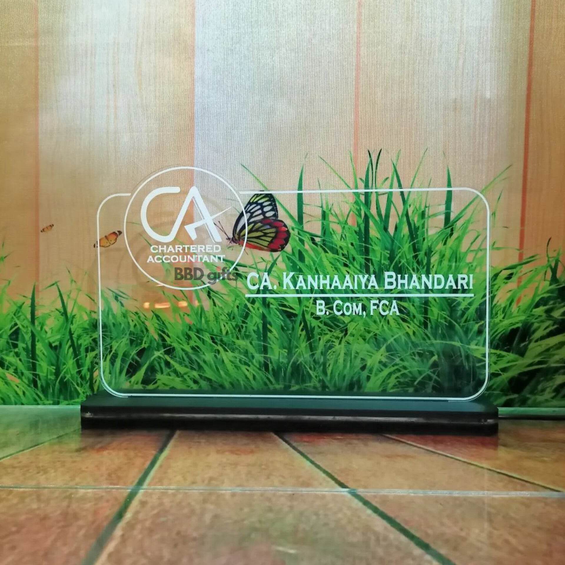 Customized Table Top With LED For CA | Personalized Acrylic Engraved CA Plaque | Gift For CA | CA Table Top - BBD GIFTS