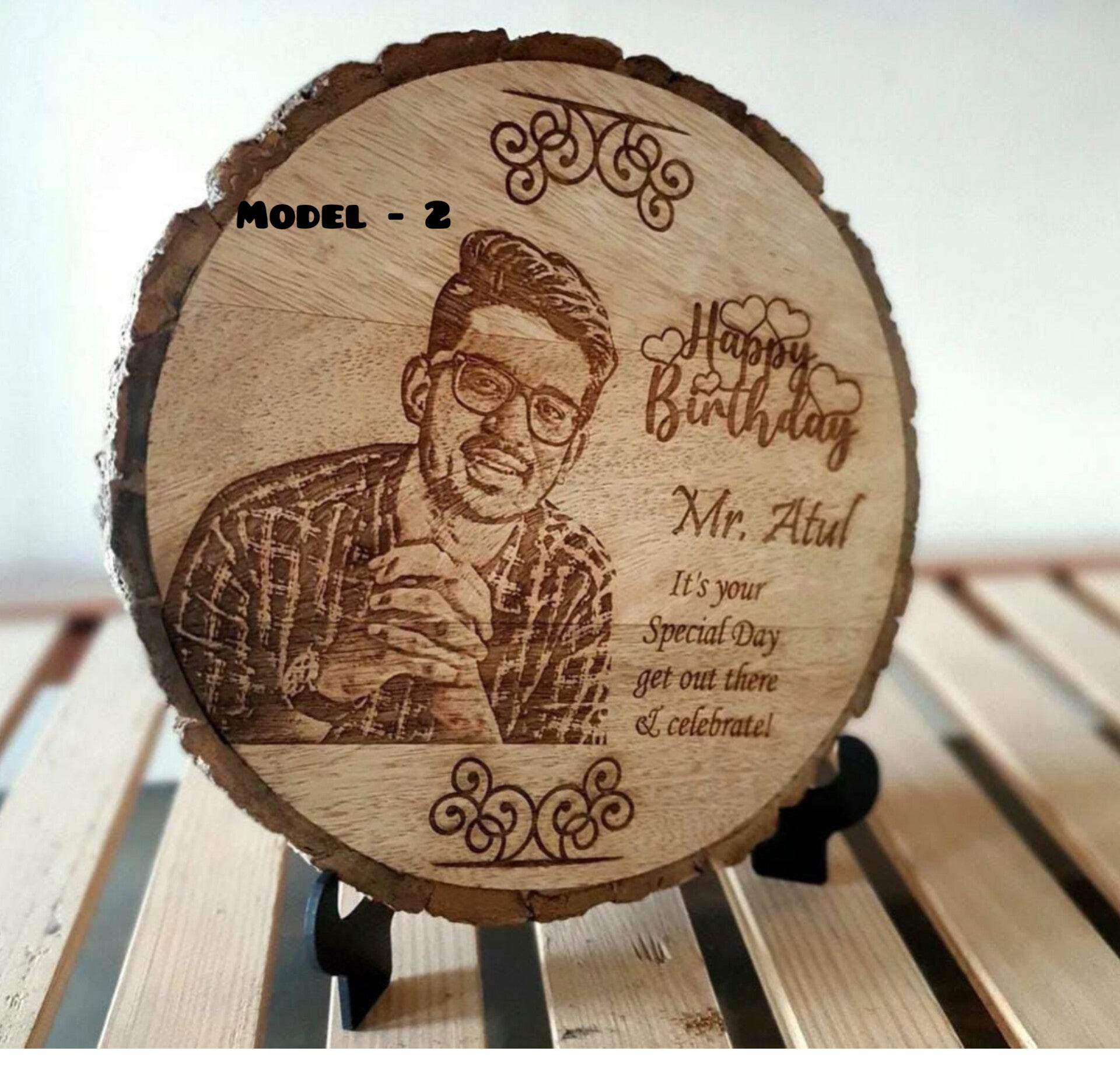 Best gift for Anniversary| best gifts for couple | Gift for wedding | Engraving Wooden Bark - BBD GIFTS