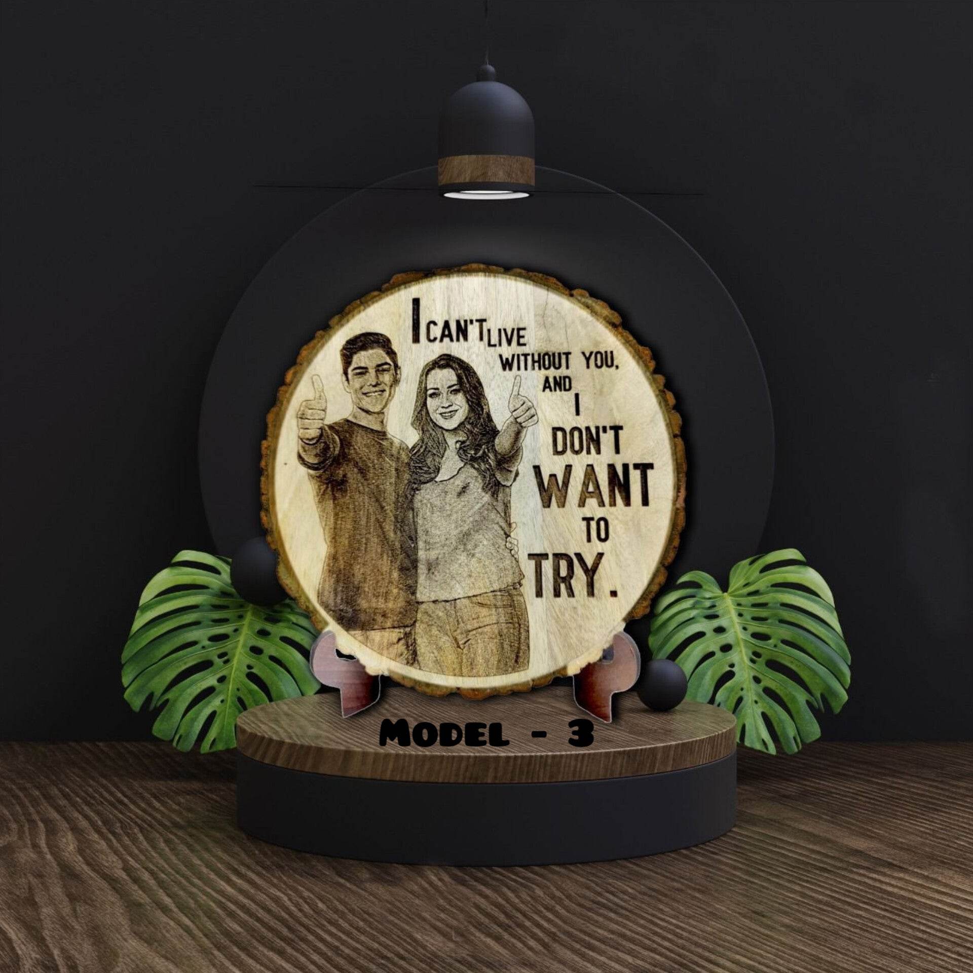 Best gift for Anniversary| best gifts for couple | Gift for wedding | Engraving Wooden Bark - BBD GIFTS