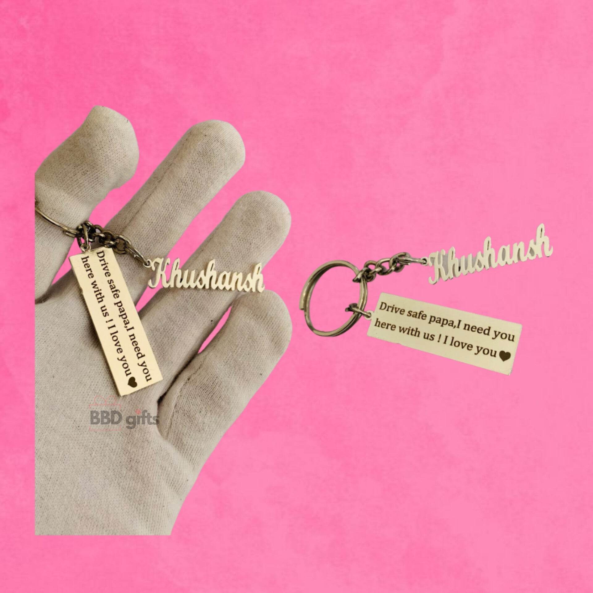 Personalized Name Keychain | Customise Name Plate With Name | Personalised Gifts | Personalized Lasercut Metal Keychain - BBD GIFTS