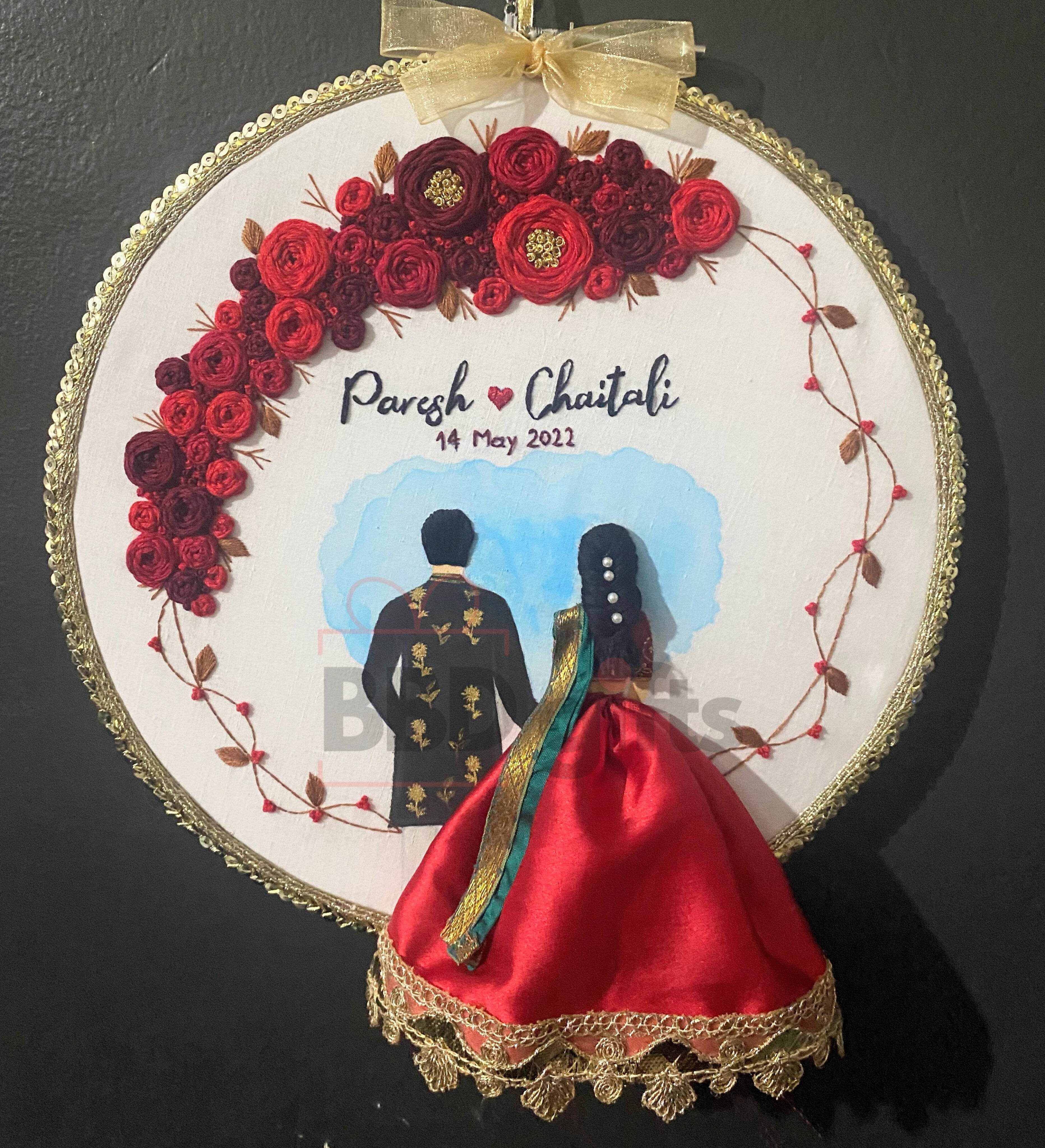 Couple Embroidery Hoop | Customizable Bride & Groom Calendar | Embroidery Hoops - BBD GIFTS