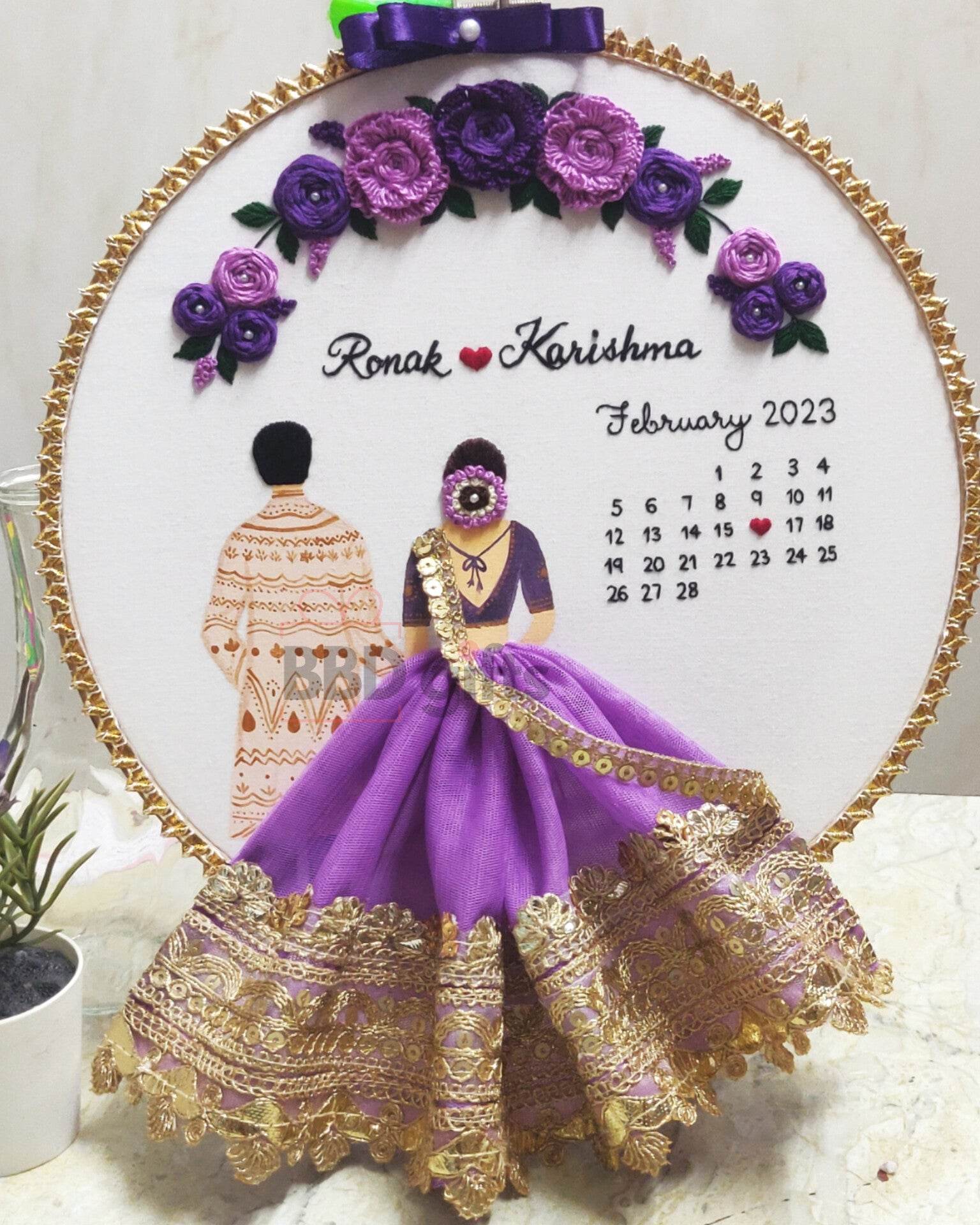 Handmade Embroidery Hoop | Embroidery hoops | Wedding Hoop | Calendar Hoop - BBD GIFTS