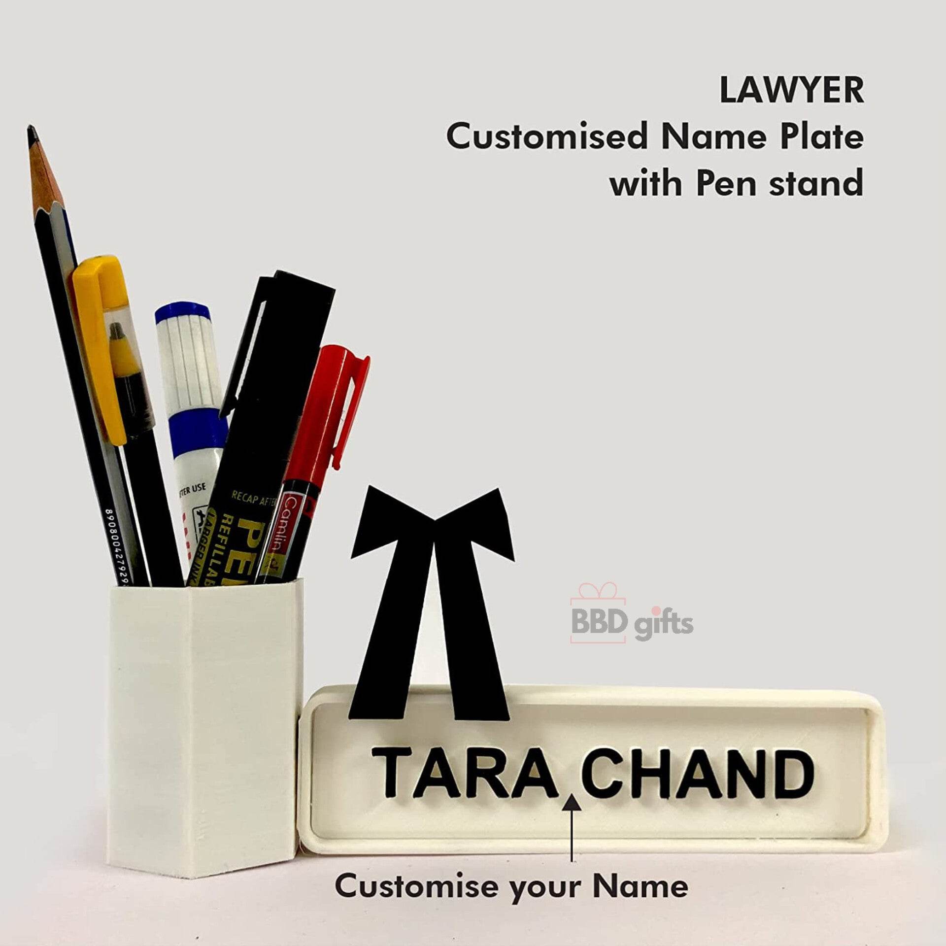 Advocate Table Top with Pen Stand | Best Gift For Lawyer | Customized Gifts For Lawyers | Advocate Desk
Name Plates |
Lawyer Name | Office Accessories - BBD GIFTS