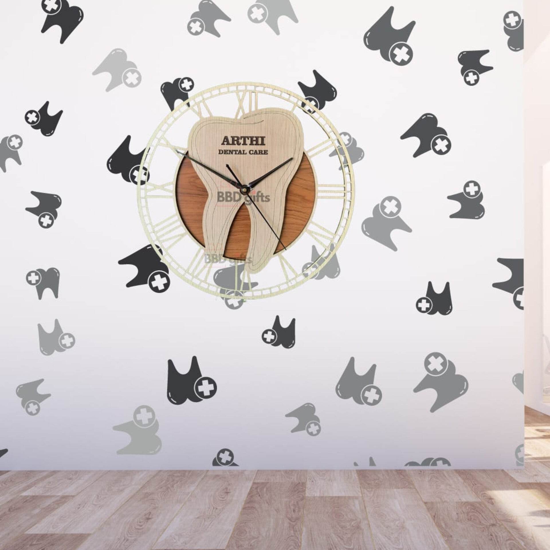 Wooden Personalized dentist Clock - Best Gift For Doctor - Doctor Gifts - Dentist Gifts - BBD GIFTS