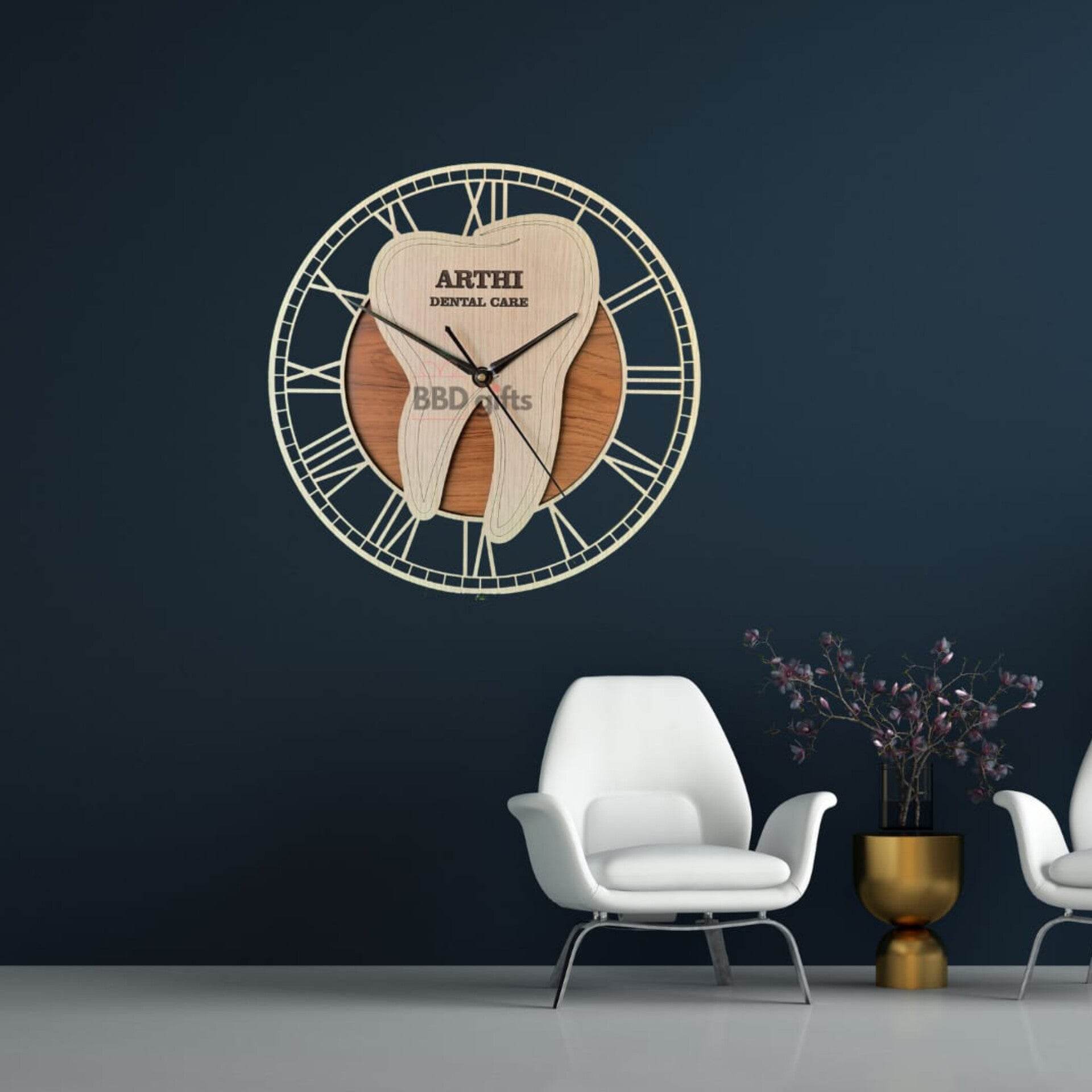 Wooden Personalized dentist Clock - Best Gift For Doctor - Doctor Gifts - Dentist Gifts - BBD GIFTS
