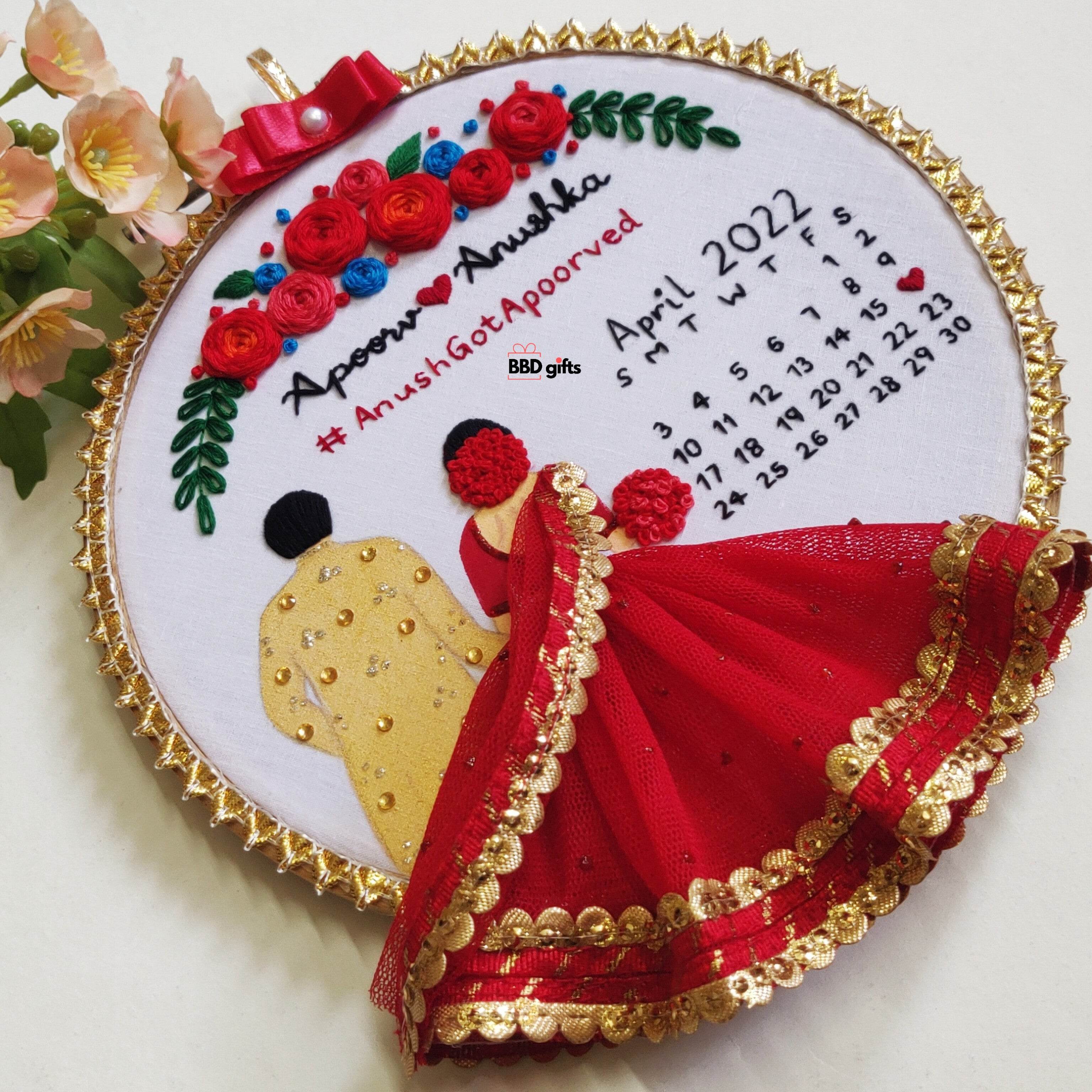 Customizable Couple Embroidered Hoop - BBD GIFTS