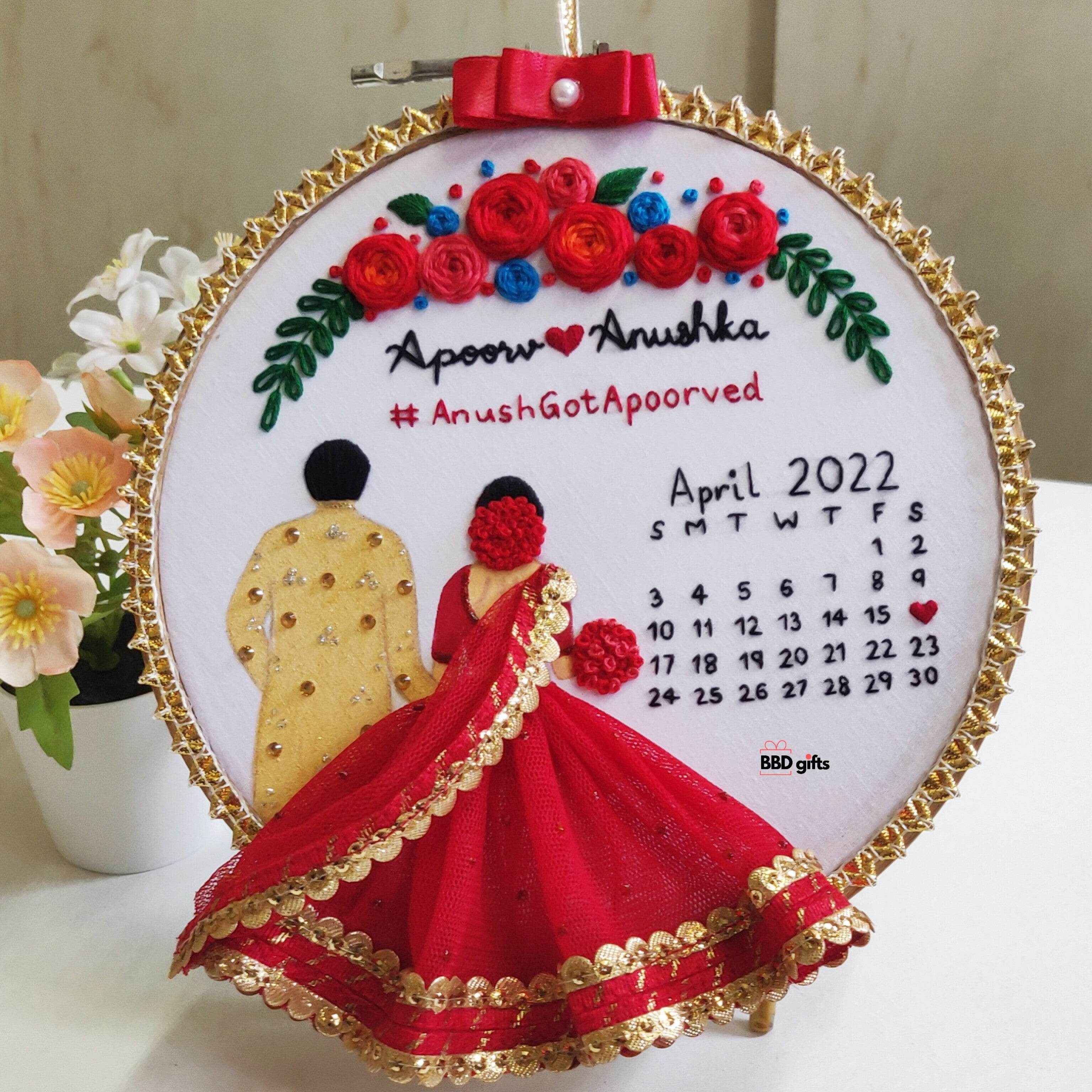 Customizable Couple Embroidered Hoop - BBD GIFTS
