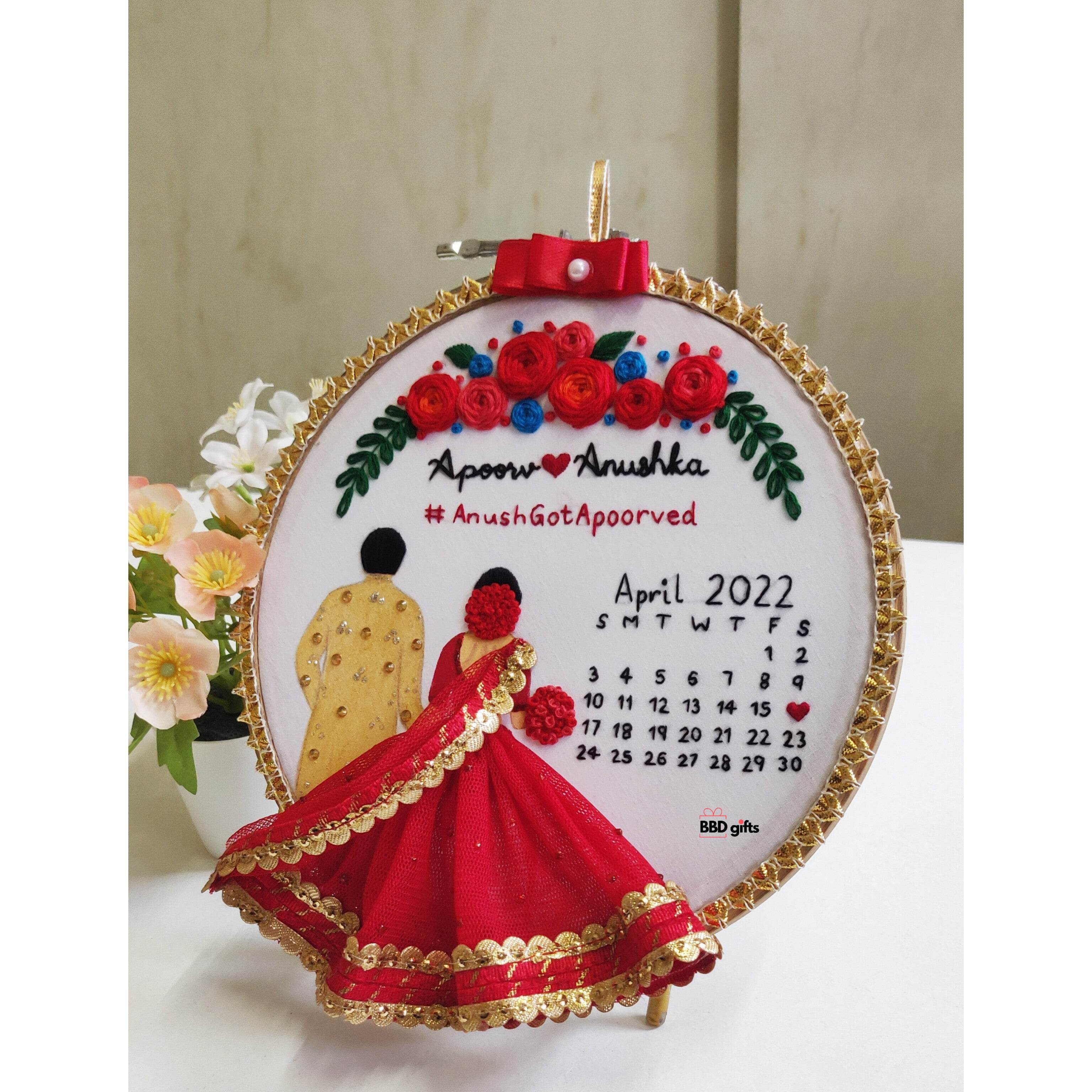 Customizable Couple Embroidered Hoop - BBD GIFTS