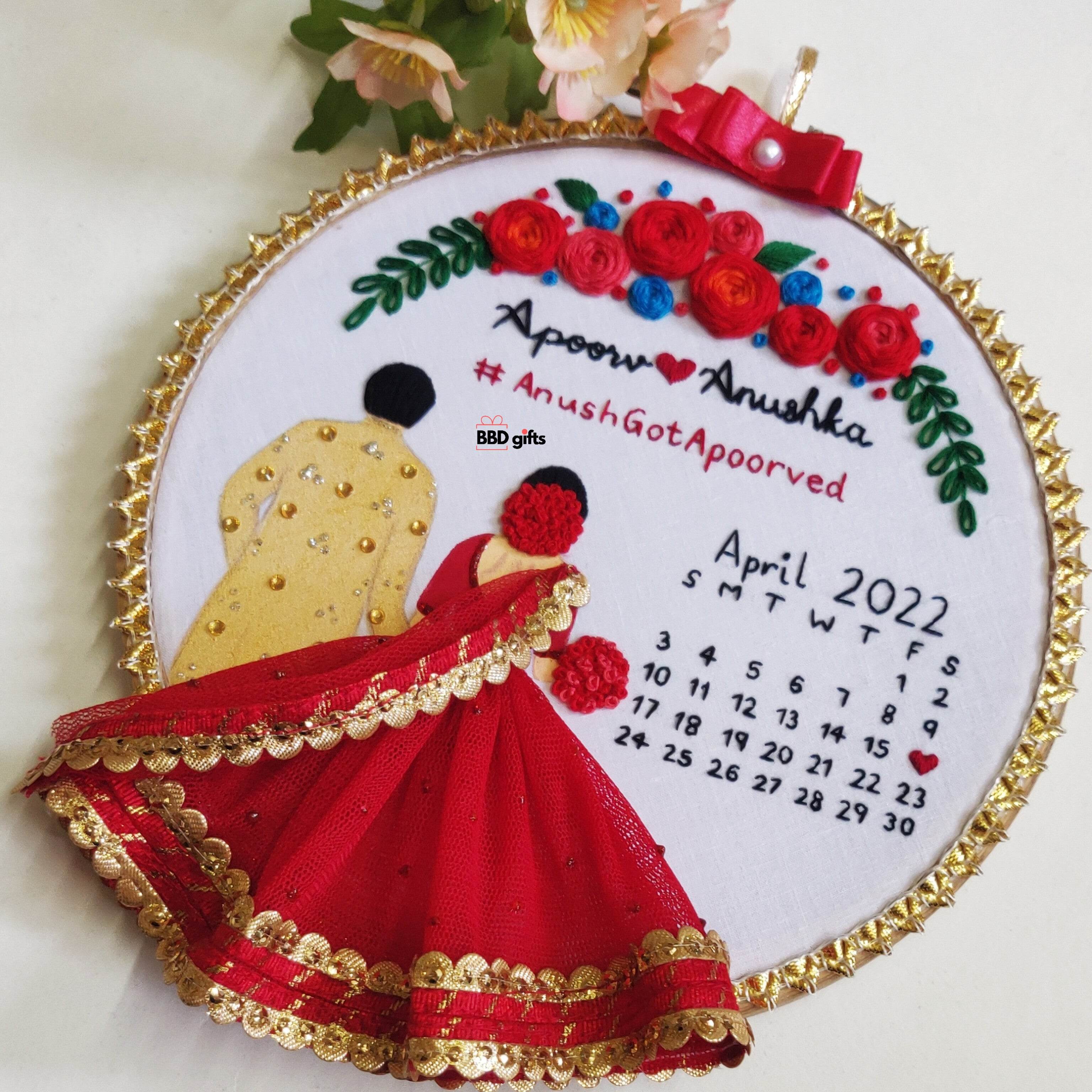 Customizable Couple Embroidered Hoop - BBD GIFTS