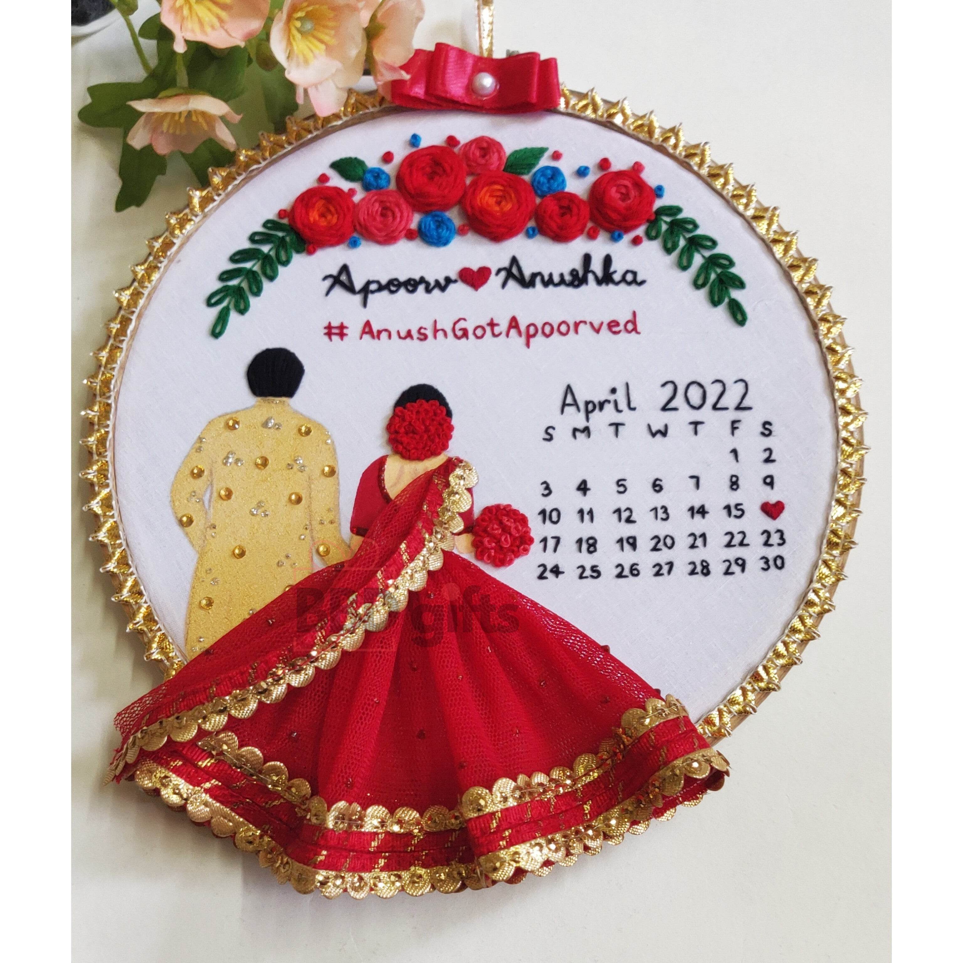 Customizable Couple Embroidered Hoop - BBD GIFTS