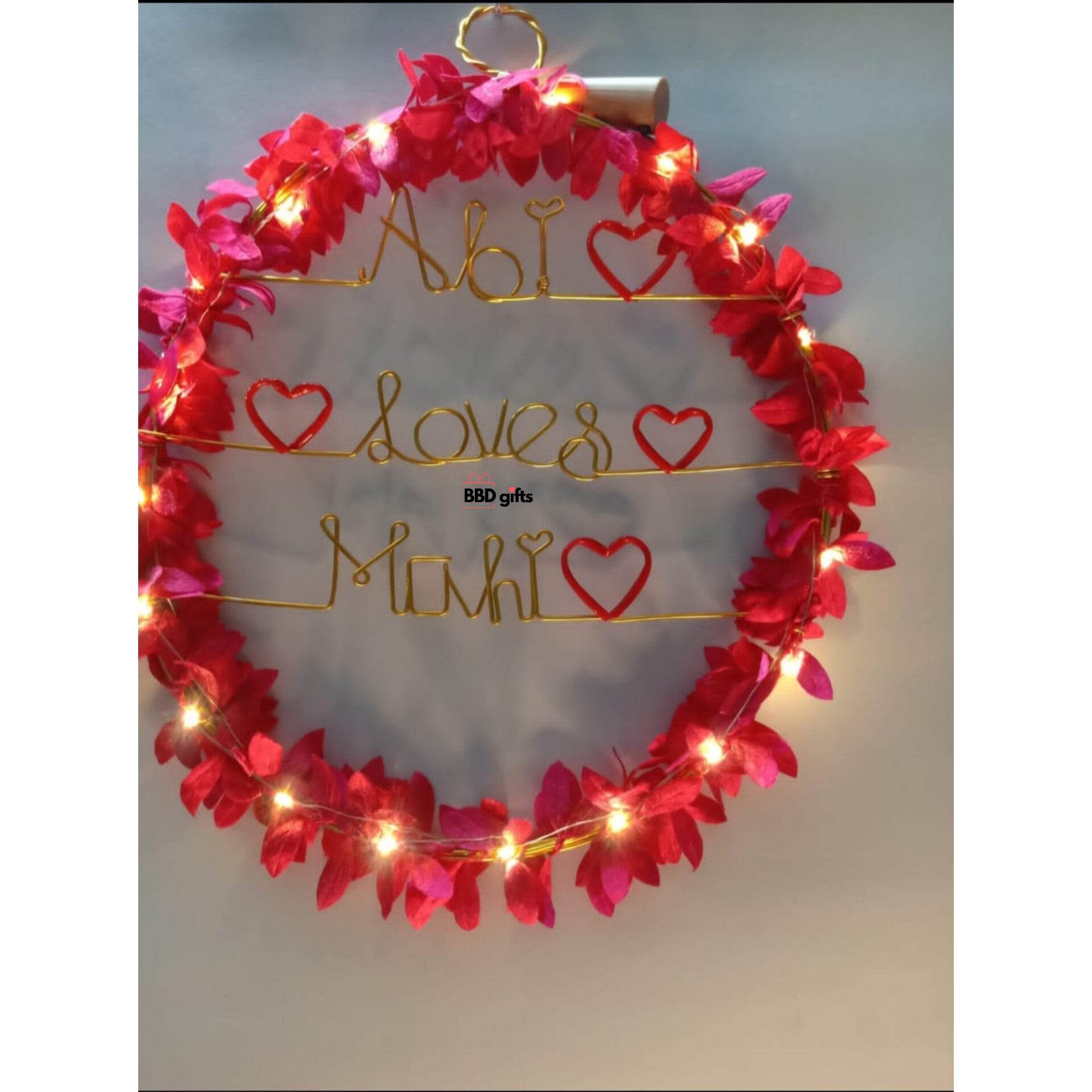 Customized Couples Name on Hoop | Couple Name Wire Art | Birthday gift | Anniversary Gifts | Best Gifts For Couples - BBD GIFTS