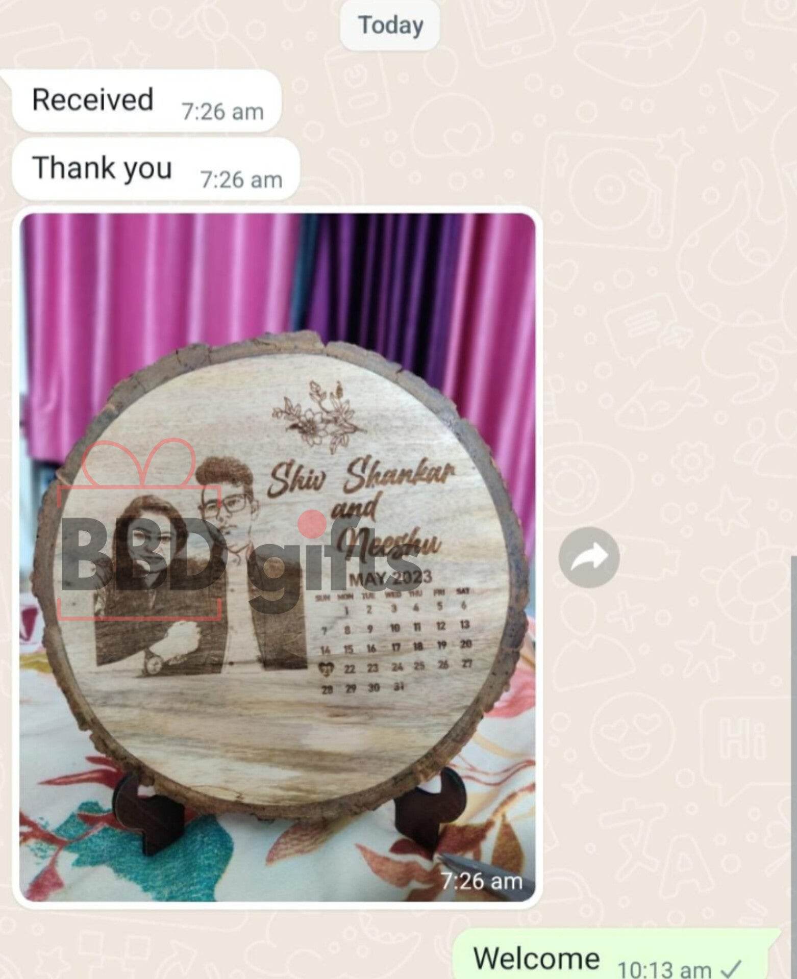 Best gift for Anniversary| best gifts for couple | Gift for wedding | Engraving Wooden Bark - BBD GIFTS